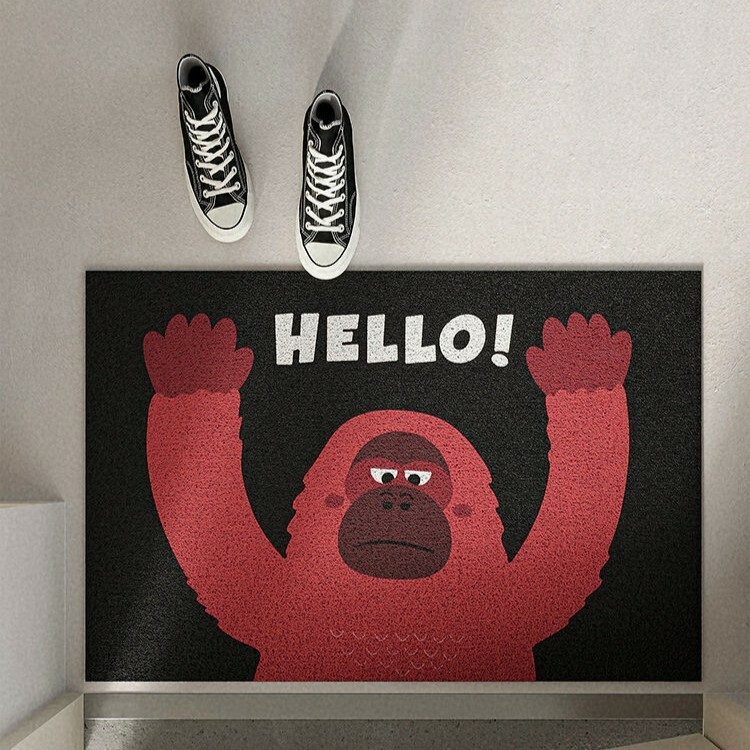 《5680》趣味搞怪welcome大猩猩地墊(絲圈)