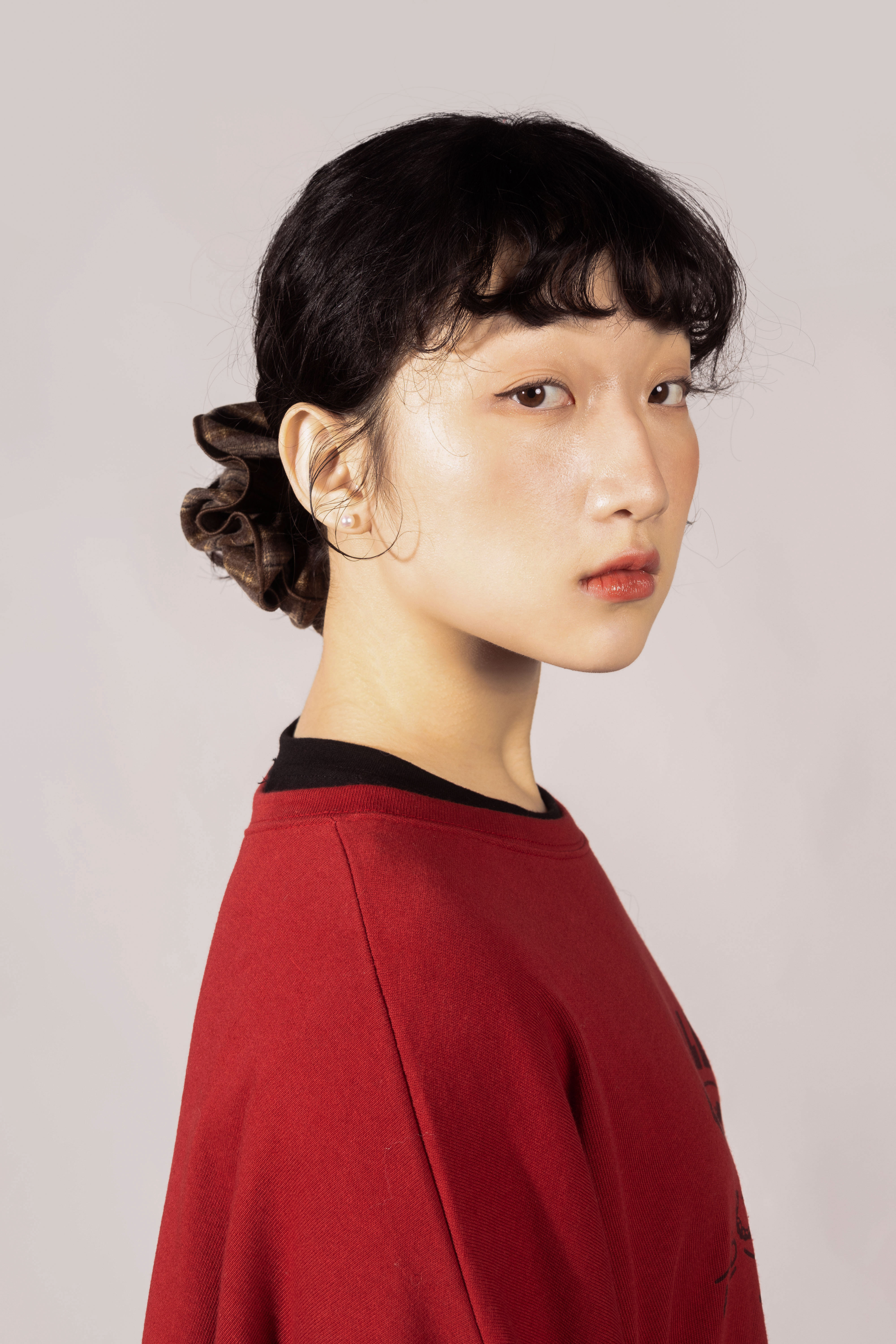 12.ac 磨毛格紋包邊大髮圈