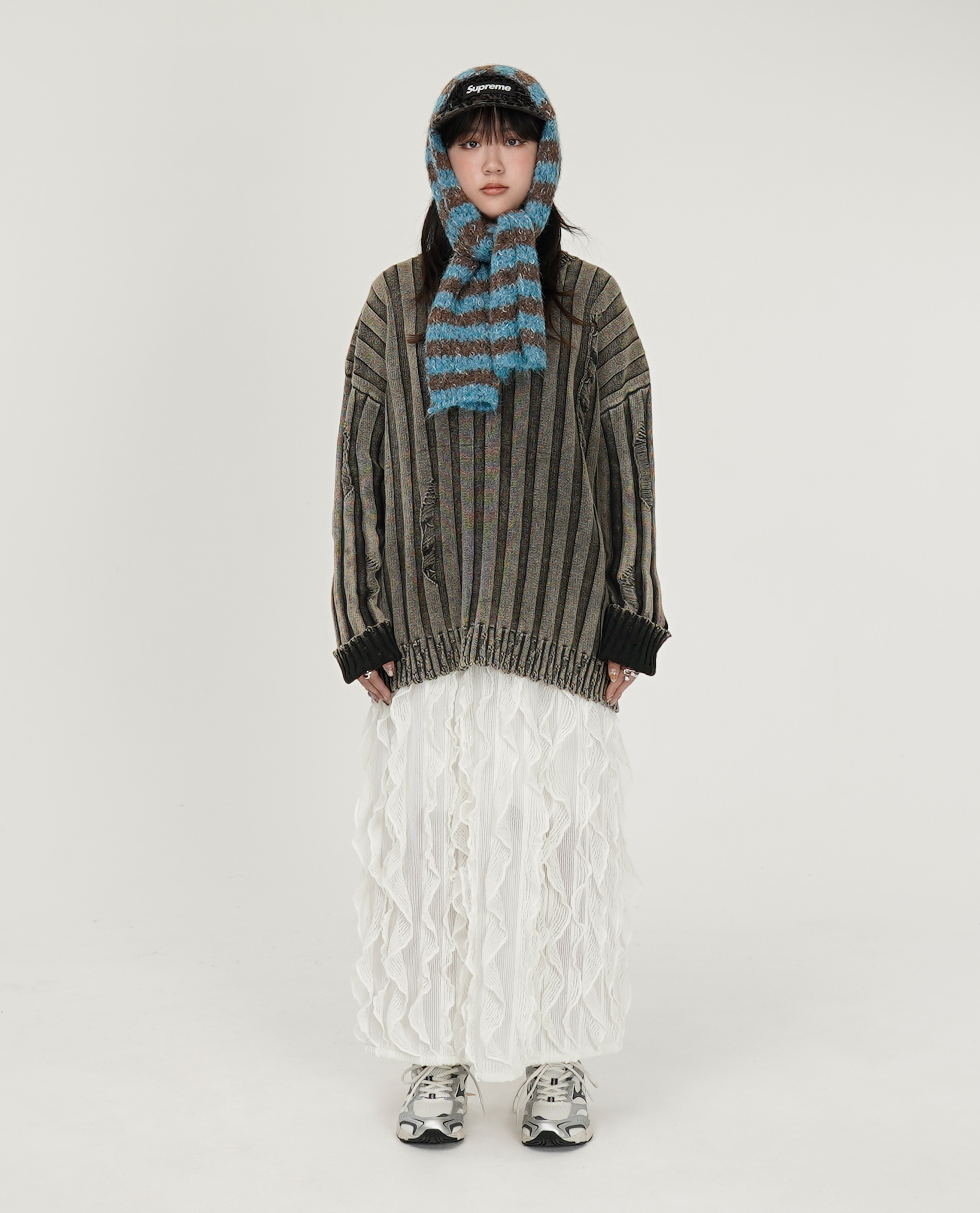 刷破直紋針織上衣