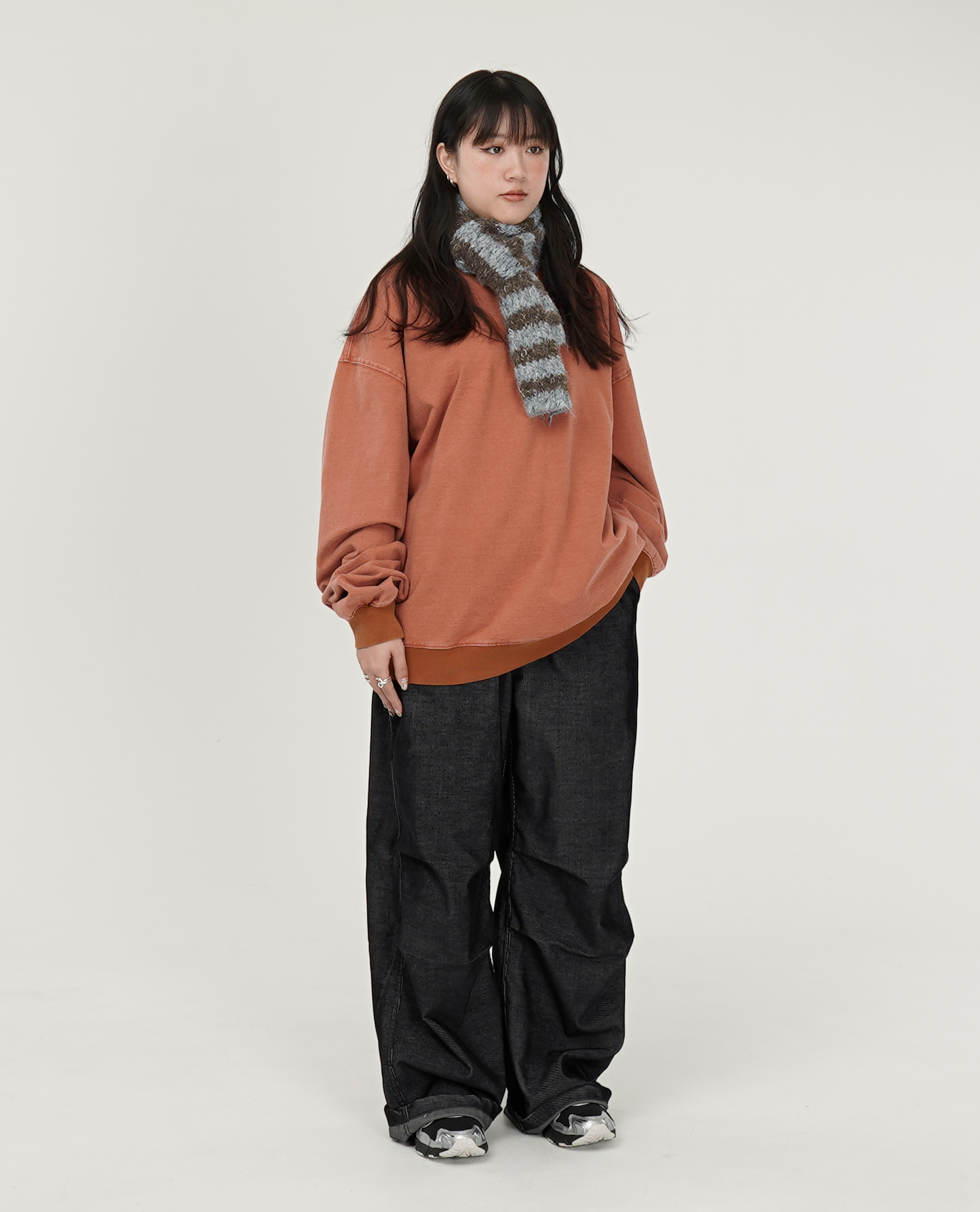 鬆緊腰膝抓皺細燈芯褲