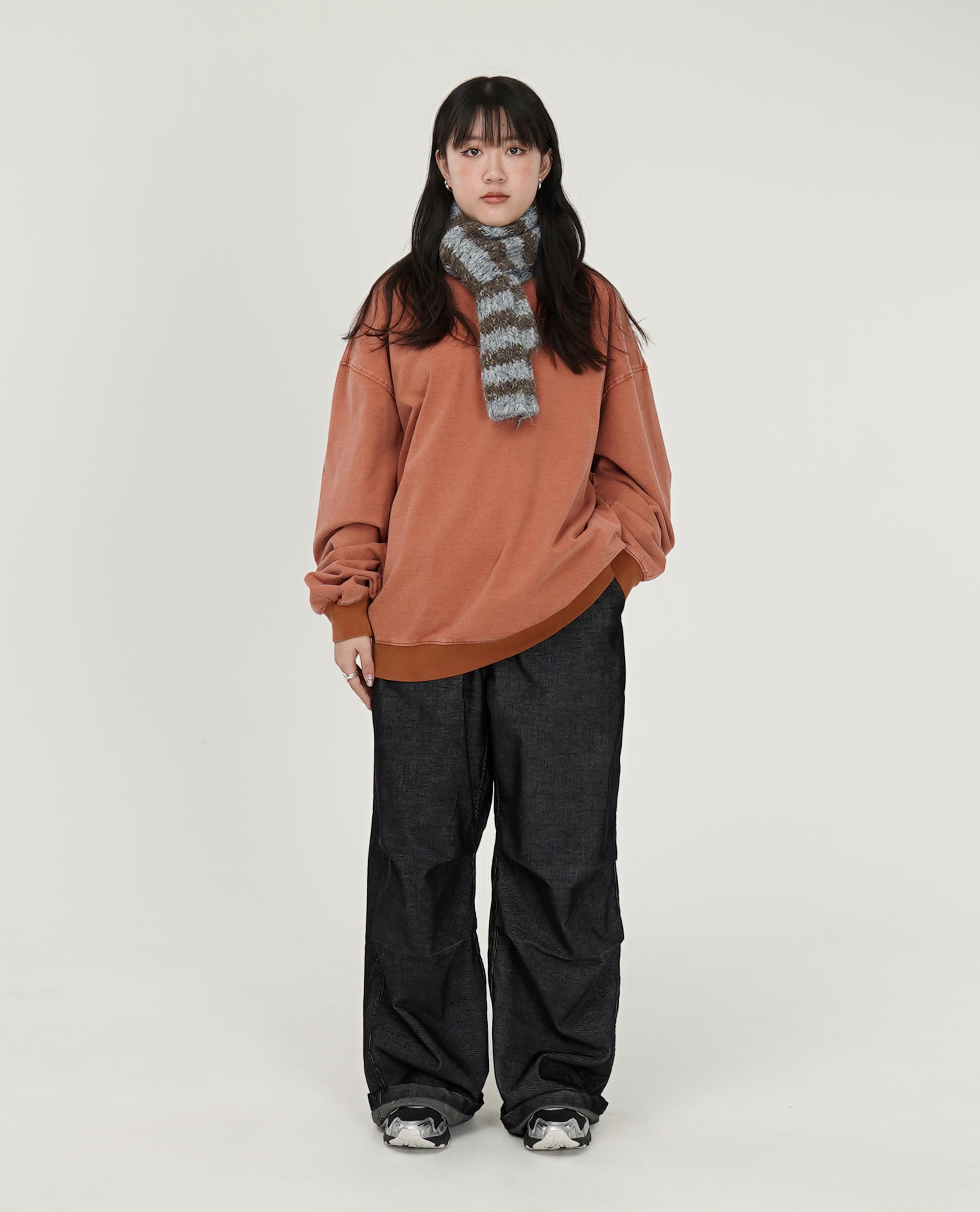 鬆緊腰膝抓皺細燈芯褲