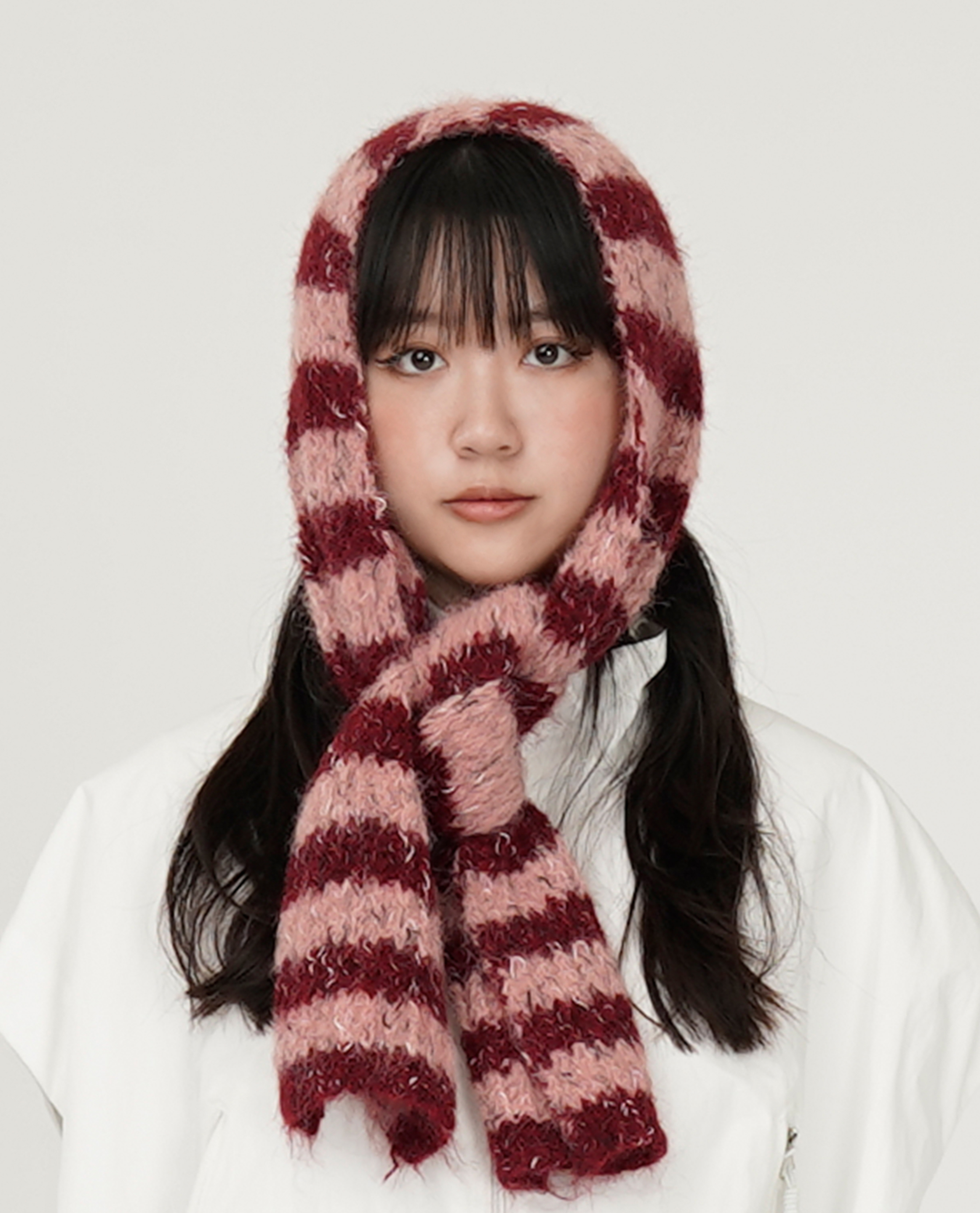 混色細版條紋圍巾