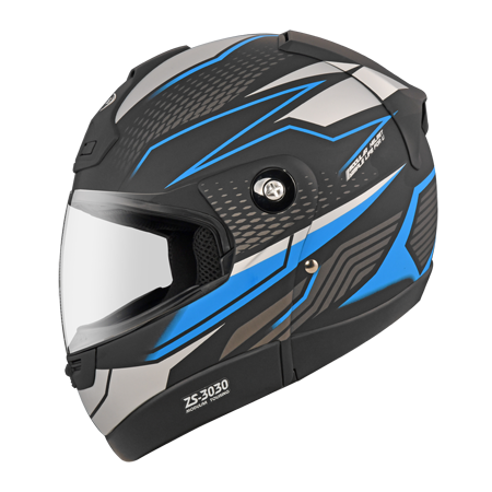 ZEUS ZS-3030 D6 消光黑/藍 彩繪 可樂帽 可掀式