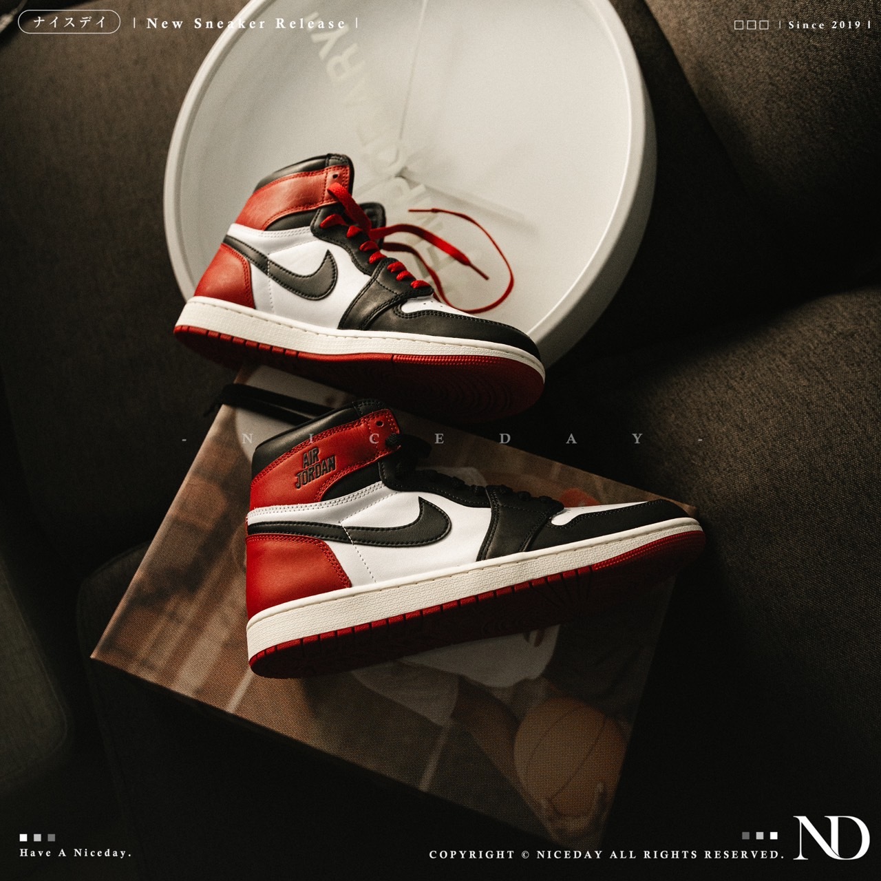 NICEDAY 現貨 Air Jordan 1 High OG Black Toe Reimagined 黑腳趾 黑紅 黑頭 復刻 男女尺寸