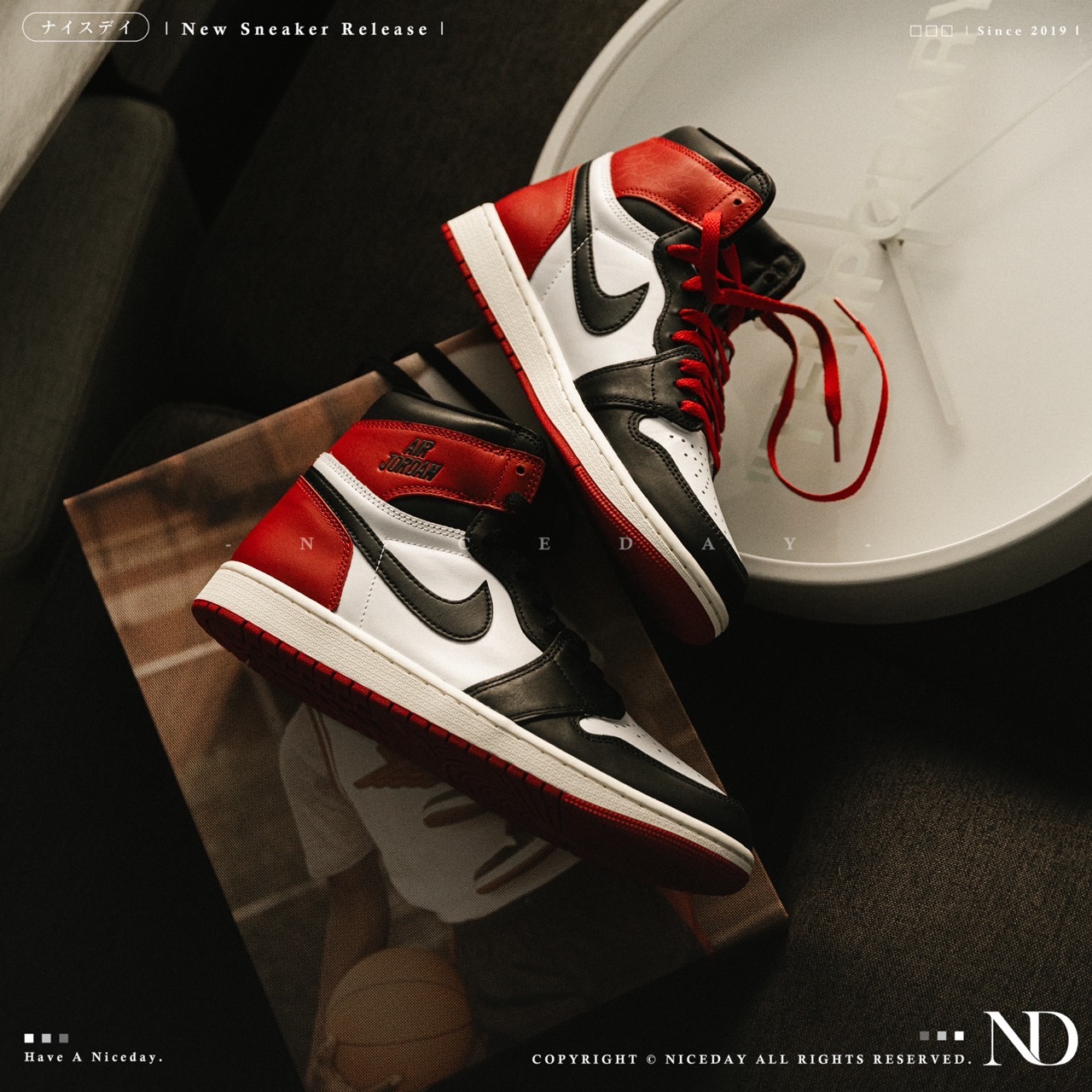 NICEDAY 現貨 Air Jordan 1 High OG Black Toe Reimagined 黑腳趾 黑紅 黑頭 復刻 男女尺寸