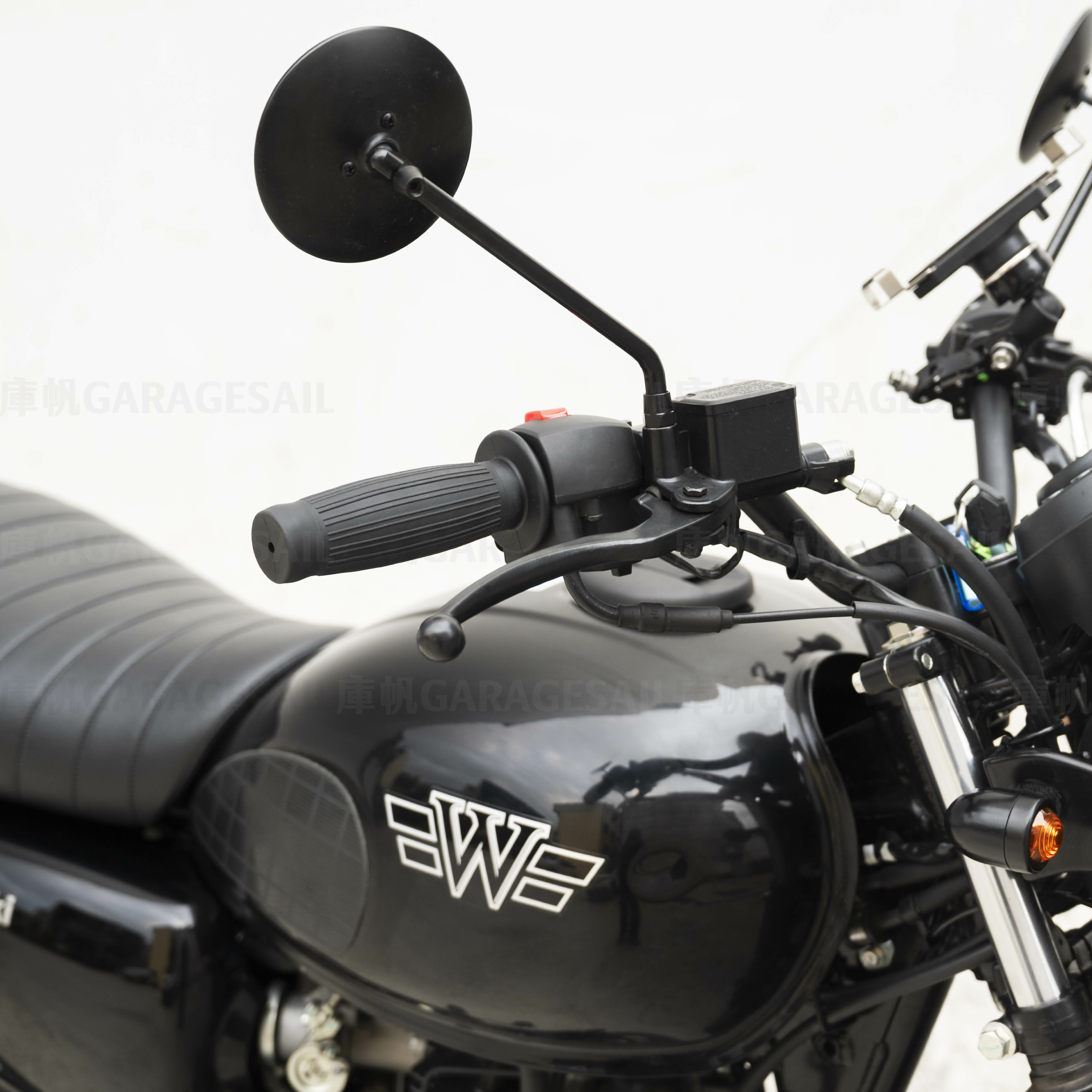 10mm正反牙 一般位置 後照鏡 4吋圓扁碟 黑