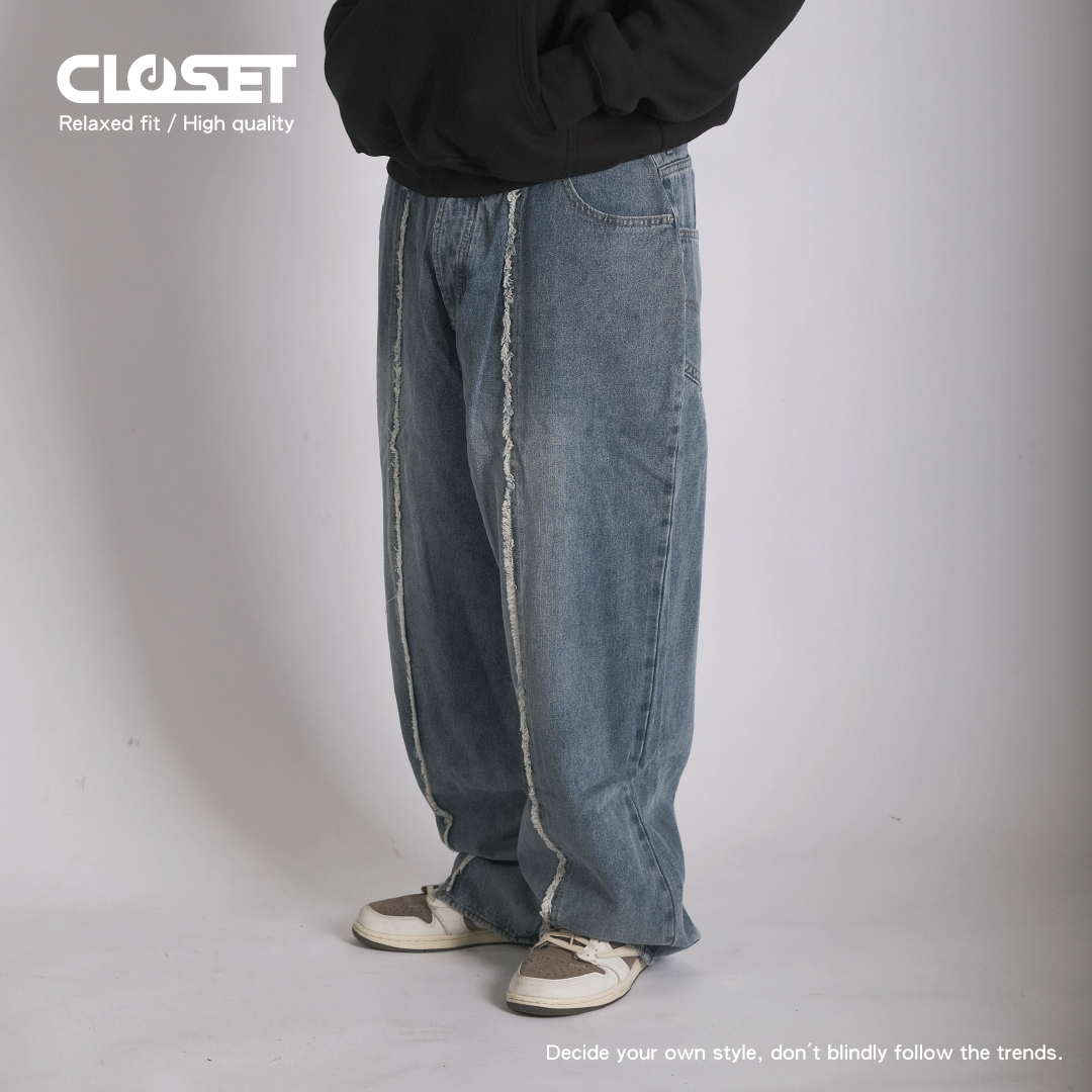 D.CLOSET 兩件車縫 流蘇牛仔褲 LL18