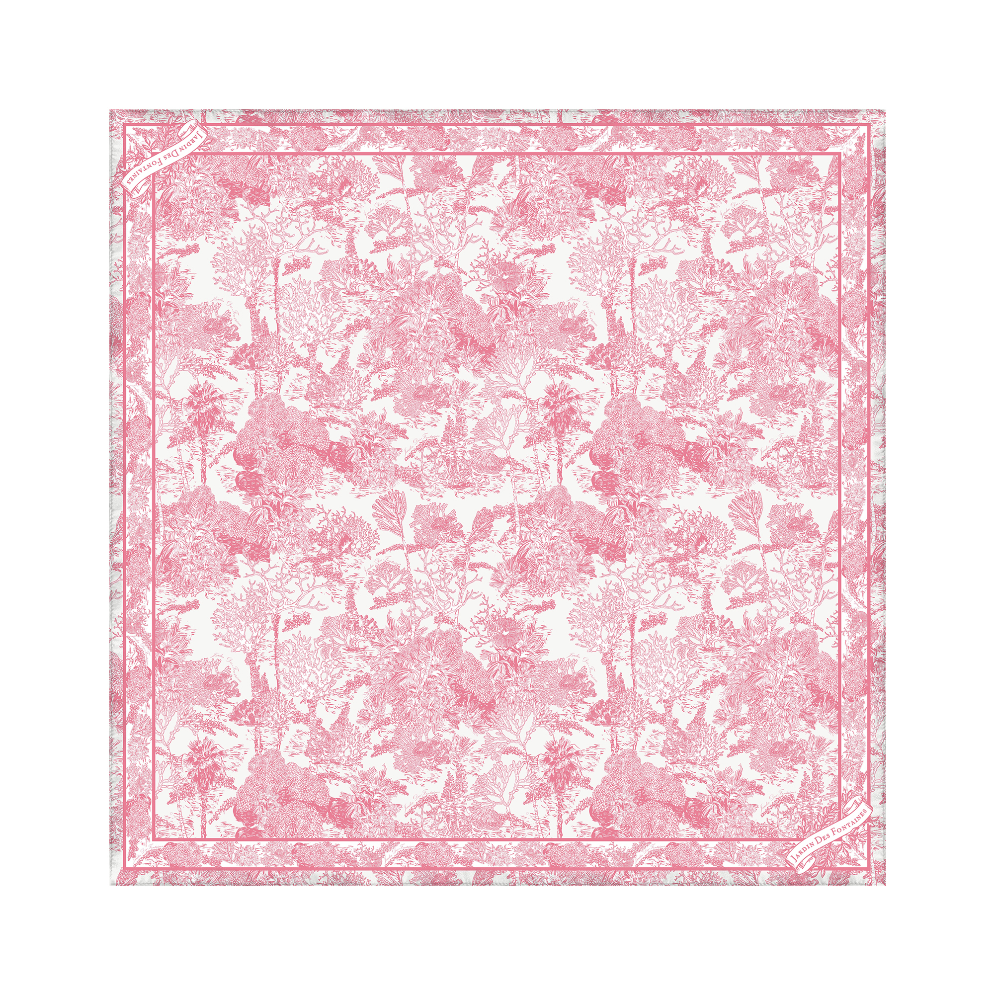 JARDIN DES FONTAINES- 凡爾賽茹伊粉紅柔滑絲巾 (60厘米)- JDF-TDJ904B-60