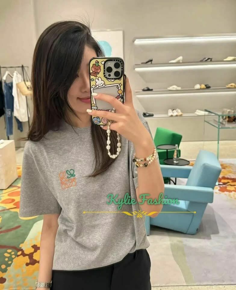 Loewe 灰色 基礎 刺繡Logo Tee