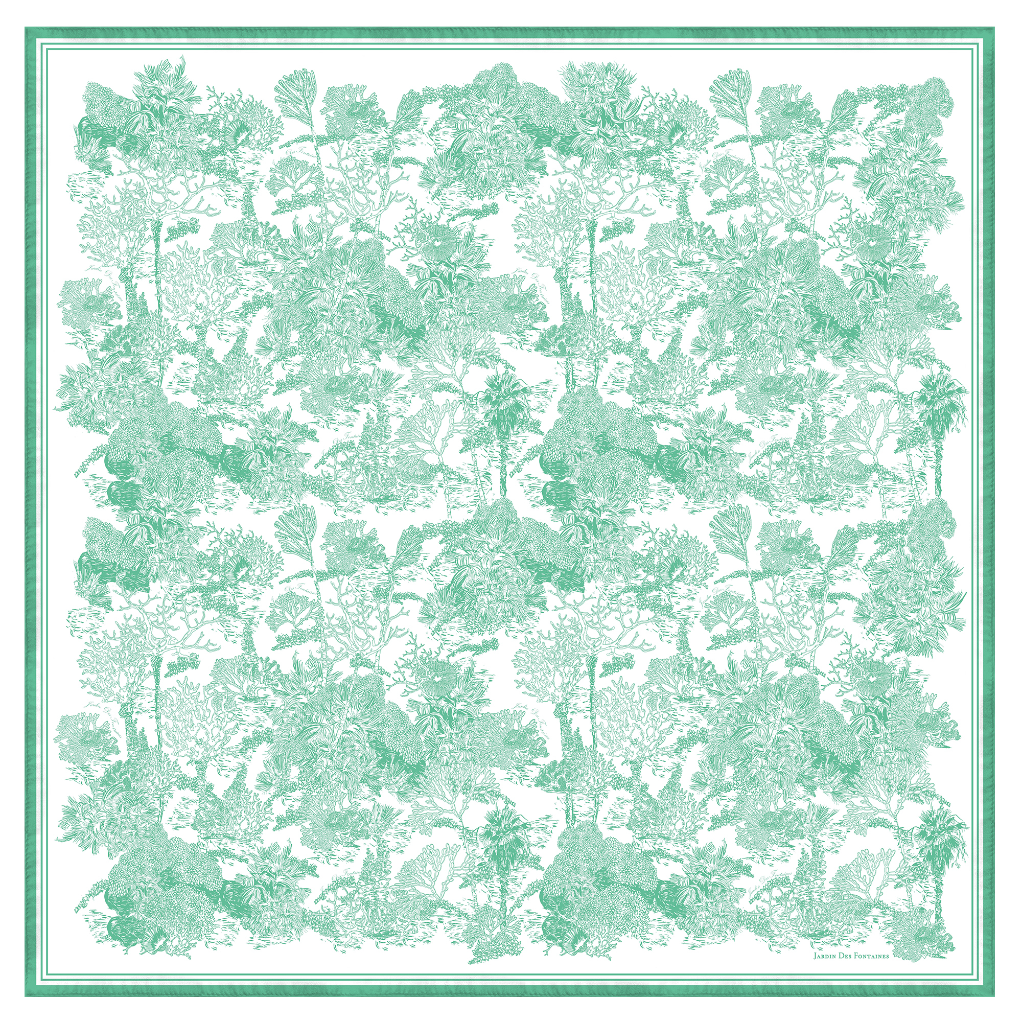 JARDIN DES FONTAINES- 凡爾賽茹伊薄荷綠柔滑絲巾 (90厘米)- JDF-TDJ905B-QM