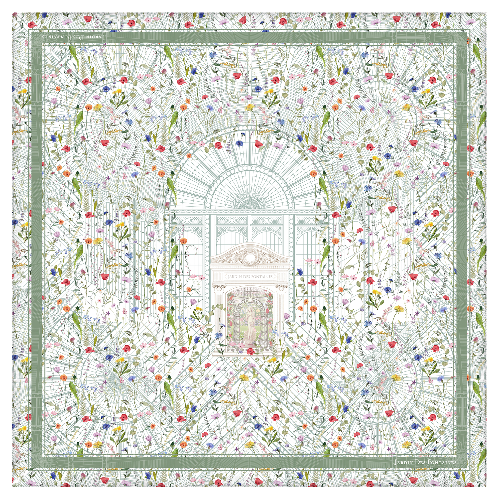 JARDIN DES FONTAINES- 維納斯花園柔滑絲巾 (90厘米)- JDF-VGL905B-QM