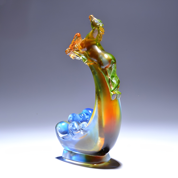 琉璃馬躍千里名片夾｜鹿港窯｜氣派桌面擺飾，彰顯尊貴品味｜客製化禮品首選