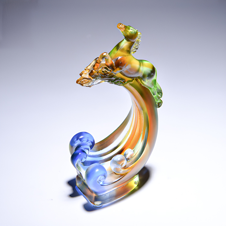 琉璃馬躍千里名片夾｜鹿港窯｜氣派桌面擺飾，彰顯尊貴品味｜客製化禮品首選