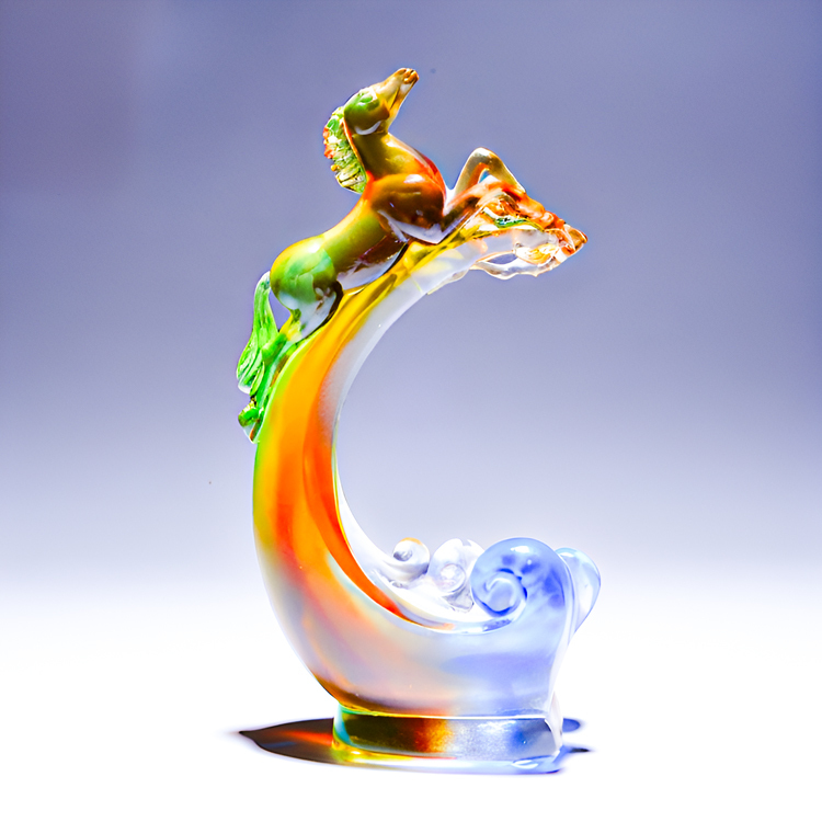 琉璃馬躍千里名片夾｜鹿港窯｜氣派桌面擺飾，彰顯尊貴品味｜客製化禮品首選