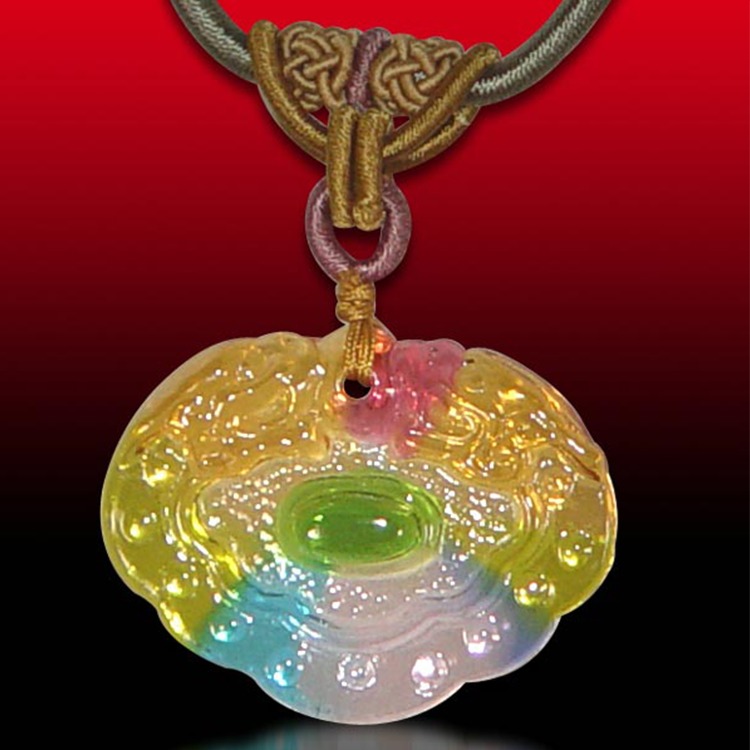 鹿港窯水晶琉璃｜錢隆來項鍊 招財納福 聚財開運守護平安