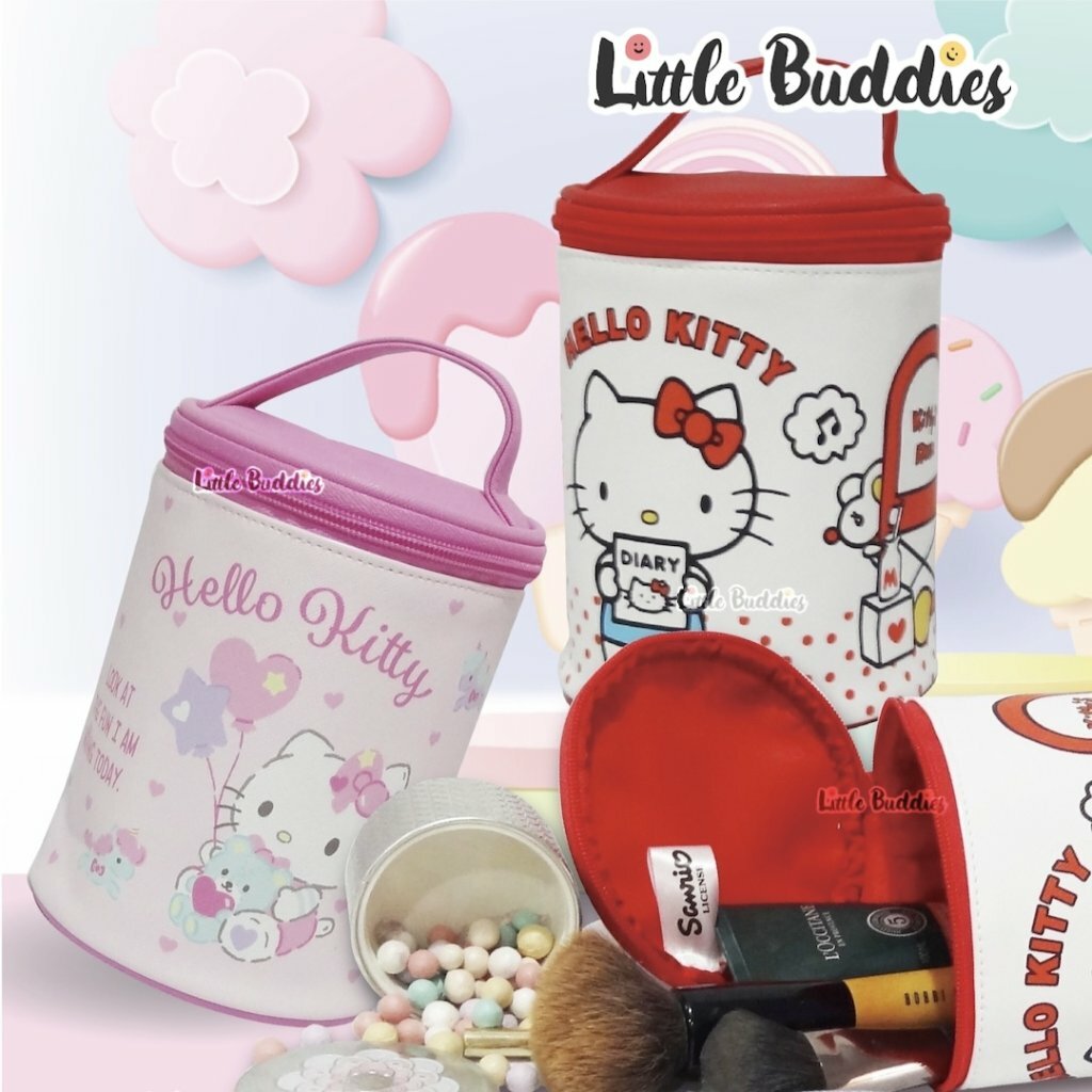 台版Sanrio/ Disney PU圓桶形手提化妝袋