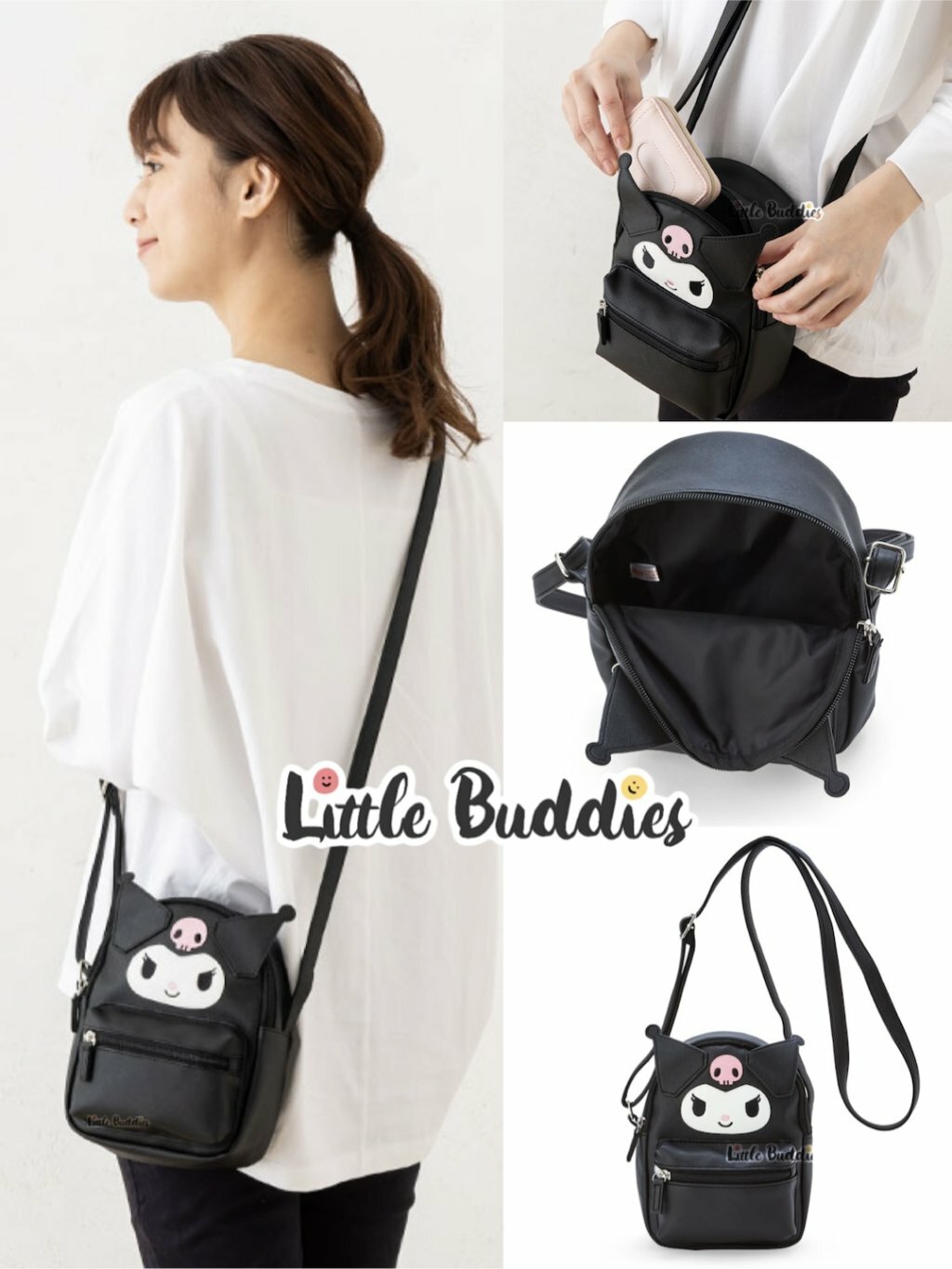 日版Sanrio Kuromi 頭形小側孭袋