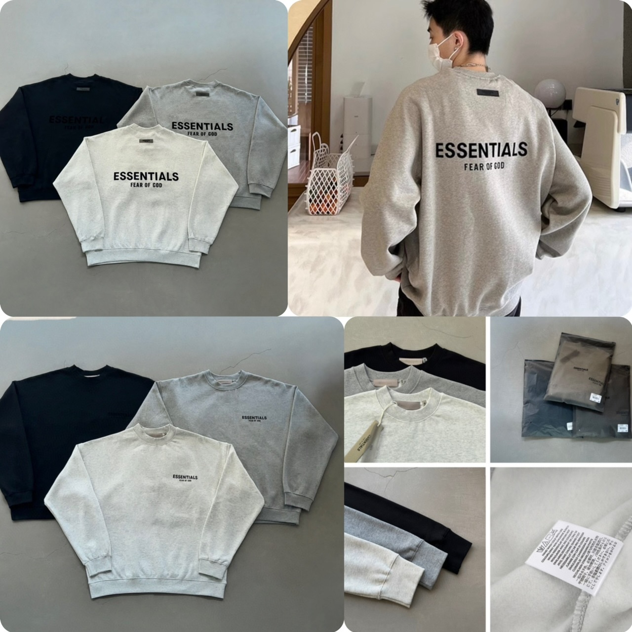 Ess*entials 前後印字情侶款衞衣-25222554