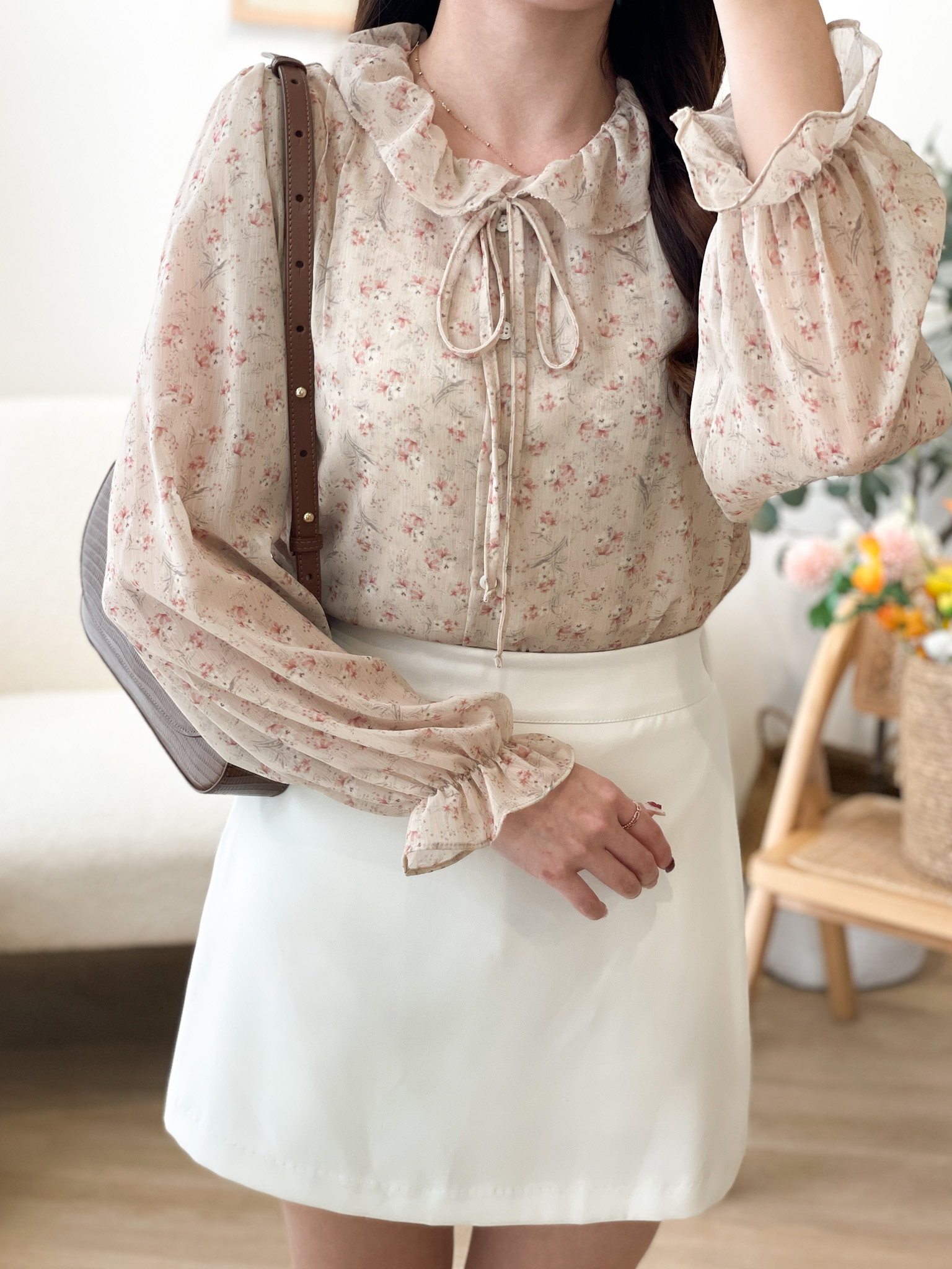 T1229 Calendula Floral Blouse