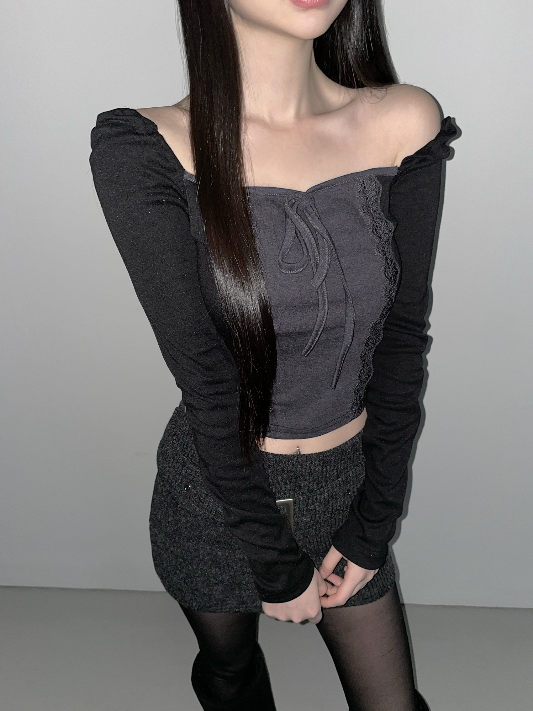 (現貨) KR TWO TONE LACE TOP (3 COLORS)