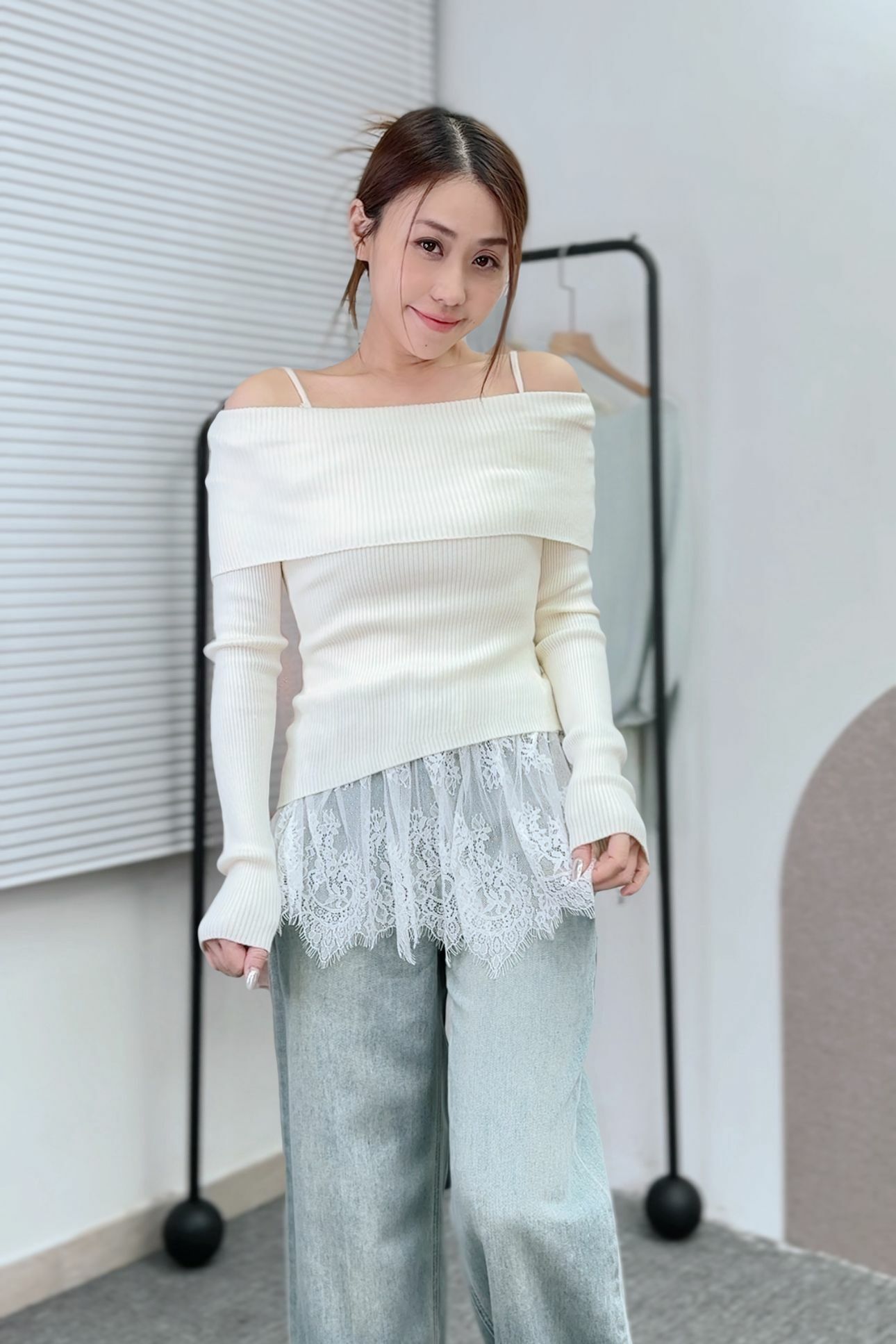 TOP#6883 🤍頭紗Lace 兩重套裝