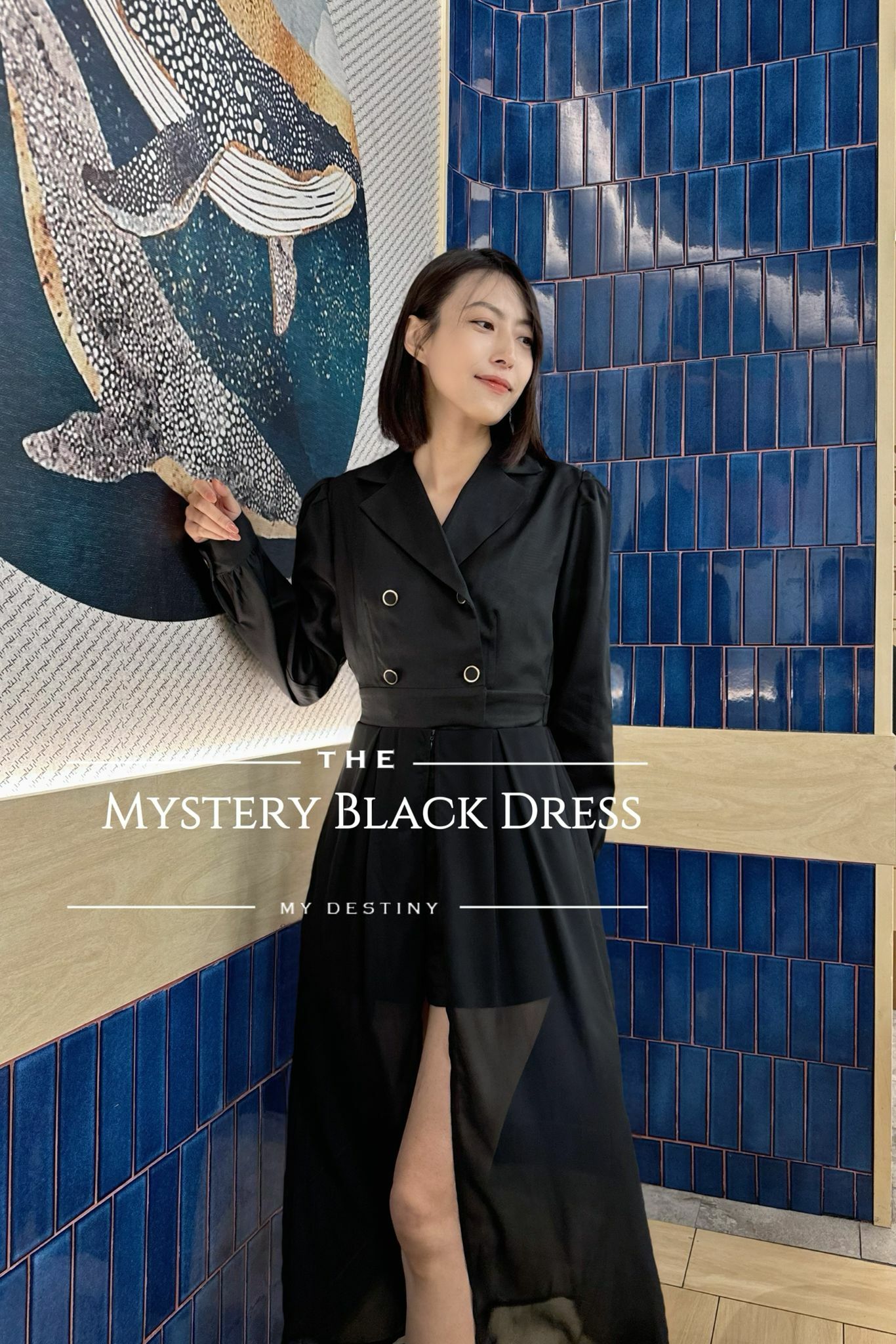 JS#6887 🤍深淺黑風紗連身裙