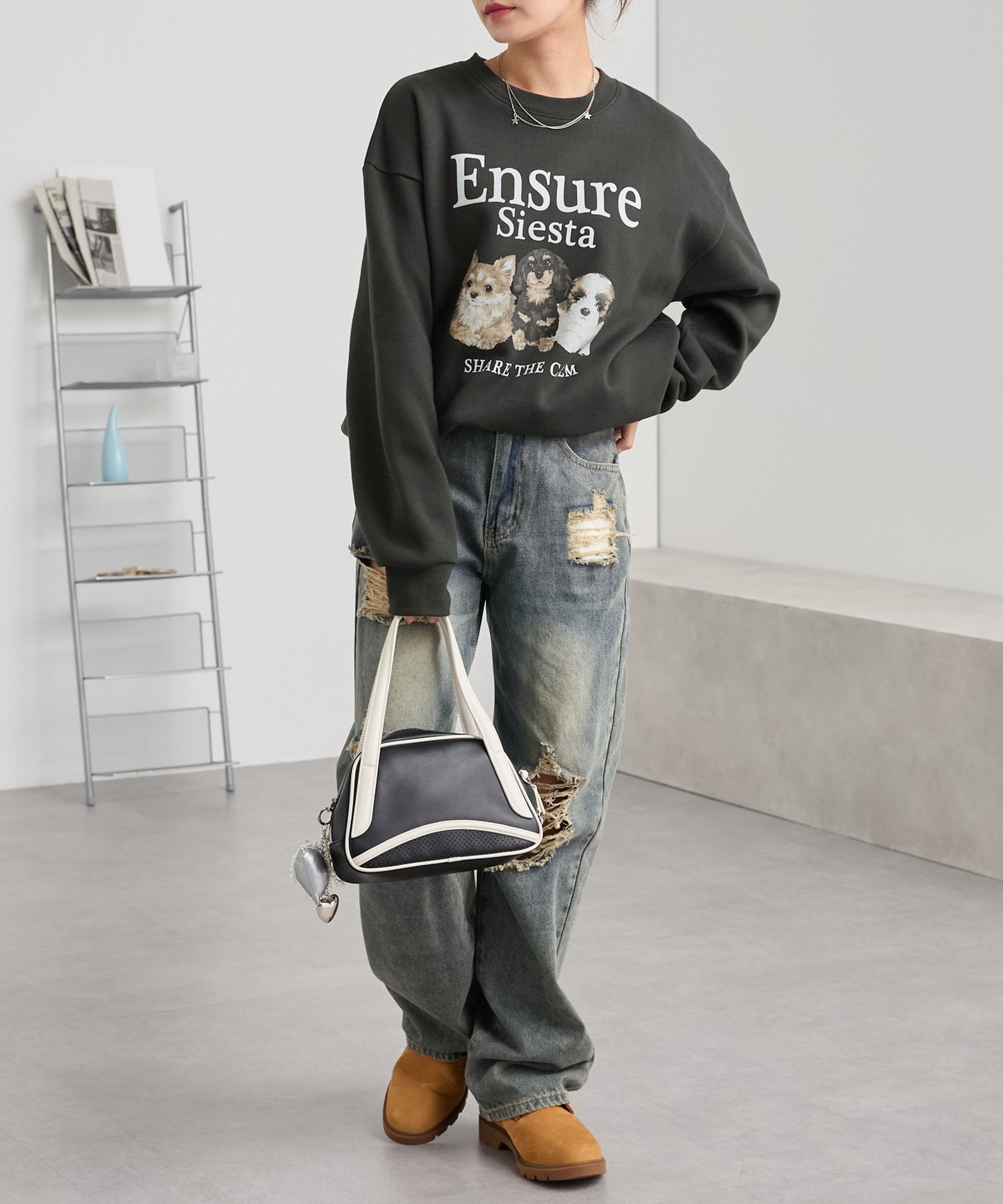 🇯🇵 MONO-MART 復古狗狗 圖案 印花 大學T 衛衣 內刷毛 男女 / 現貨