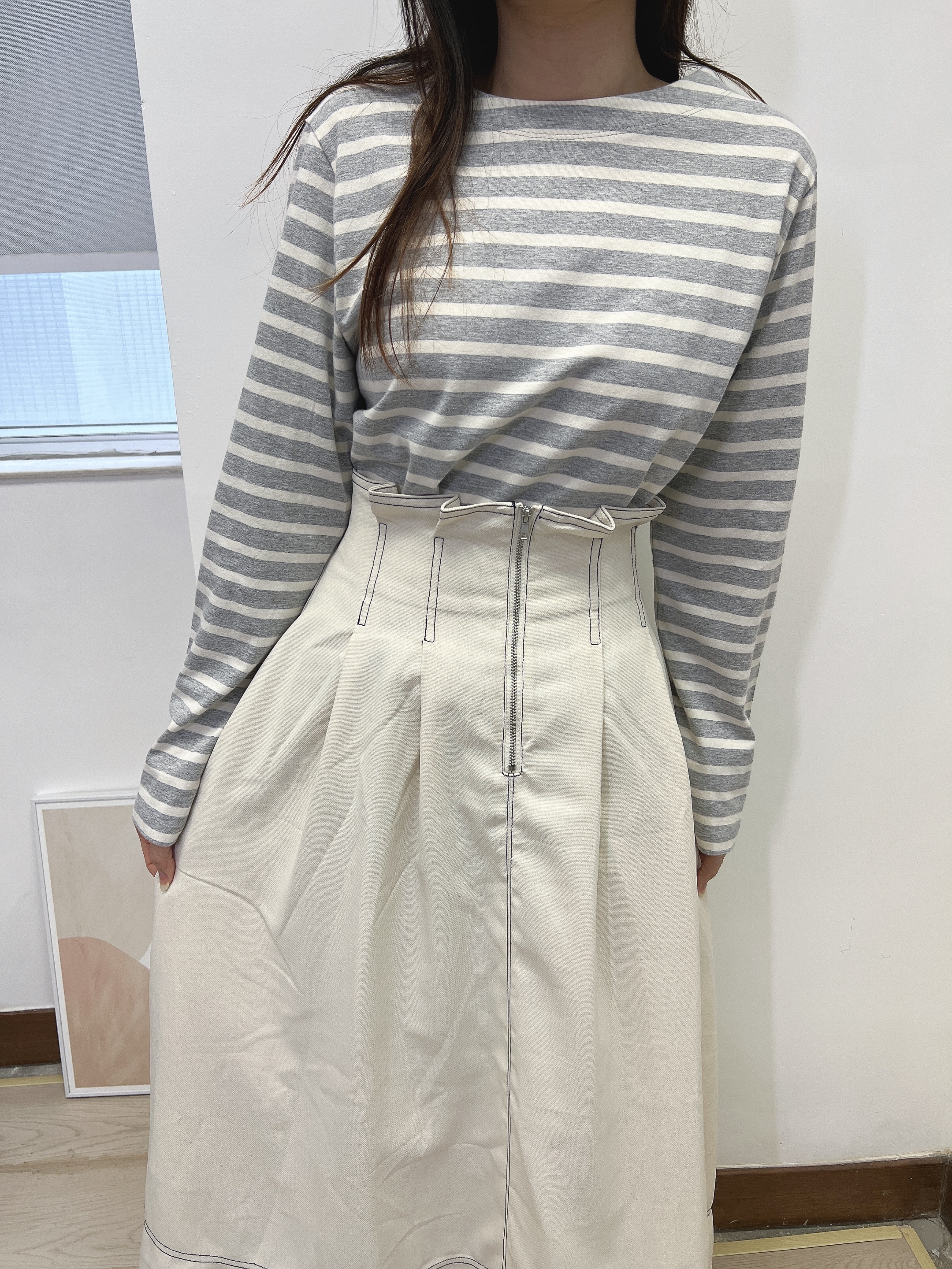 ODO 拉鍊車線長裙