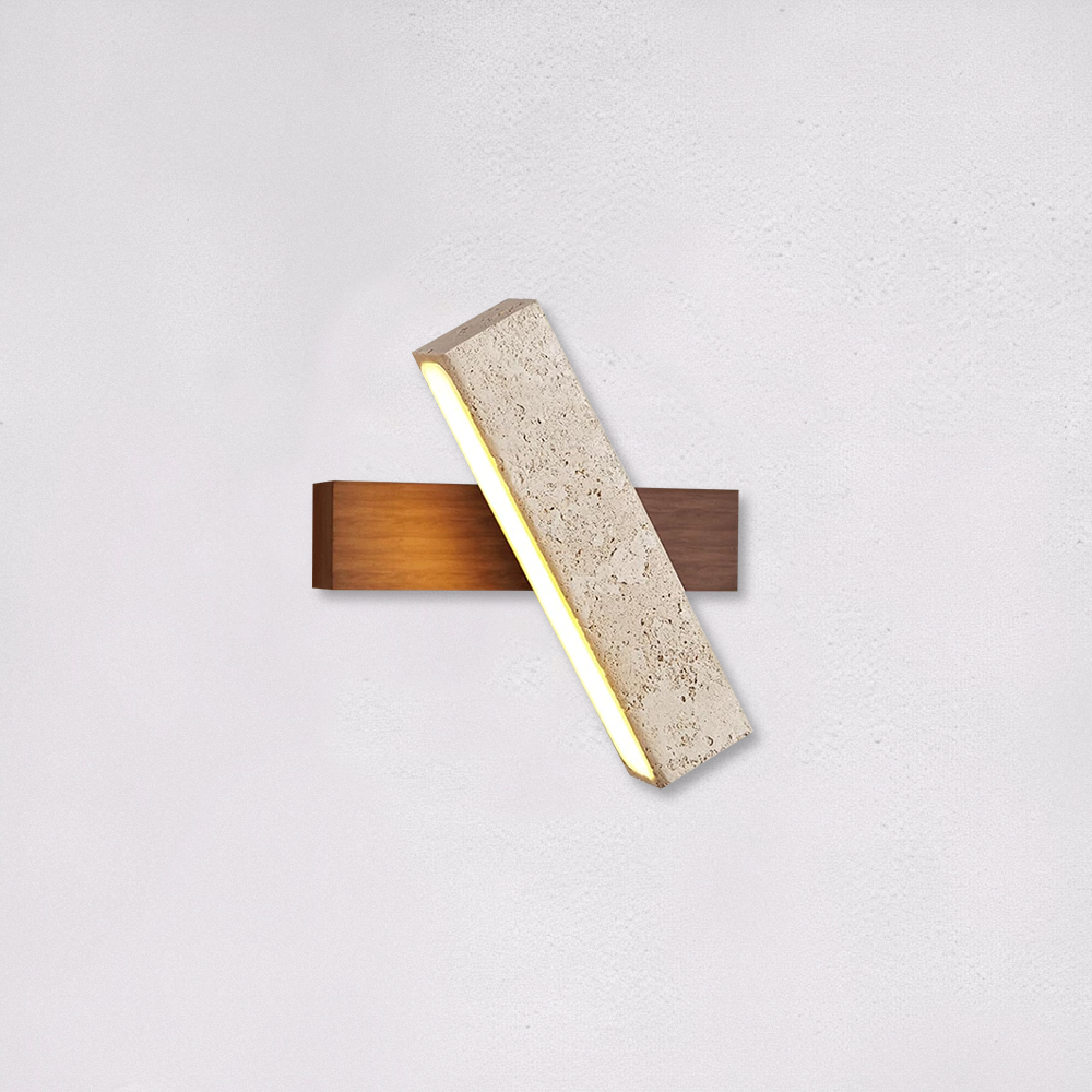 好萩家居|Rits壁燈,獨特洞石紋理,結合木質的自然氣息,可360度旋轉,調整光線需求,實用且美觀。