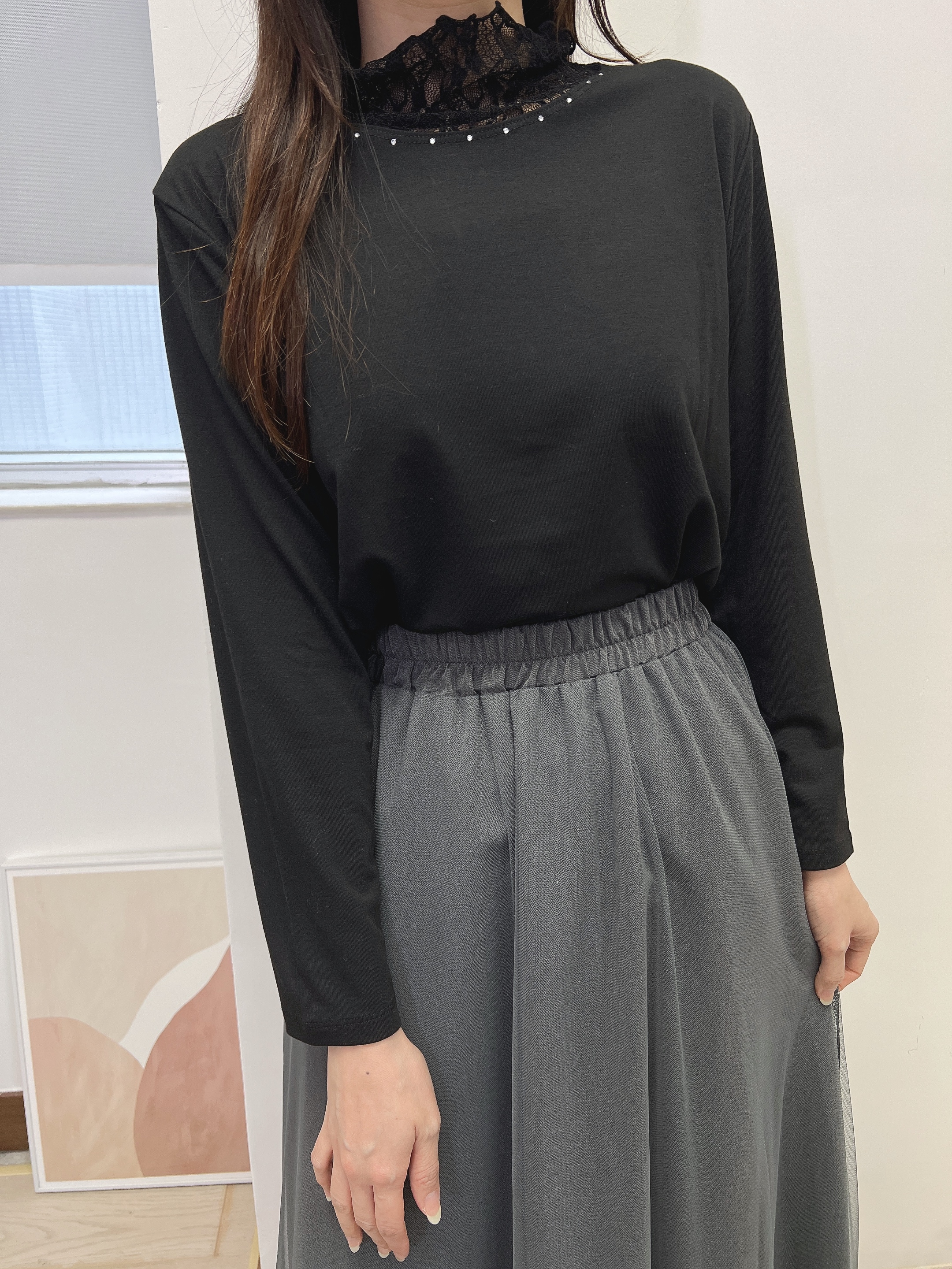 PO 領LACE 閃石打底 TOP