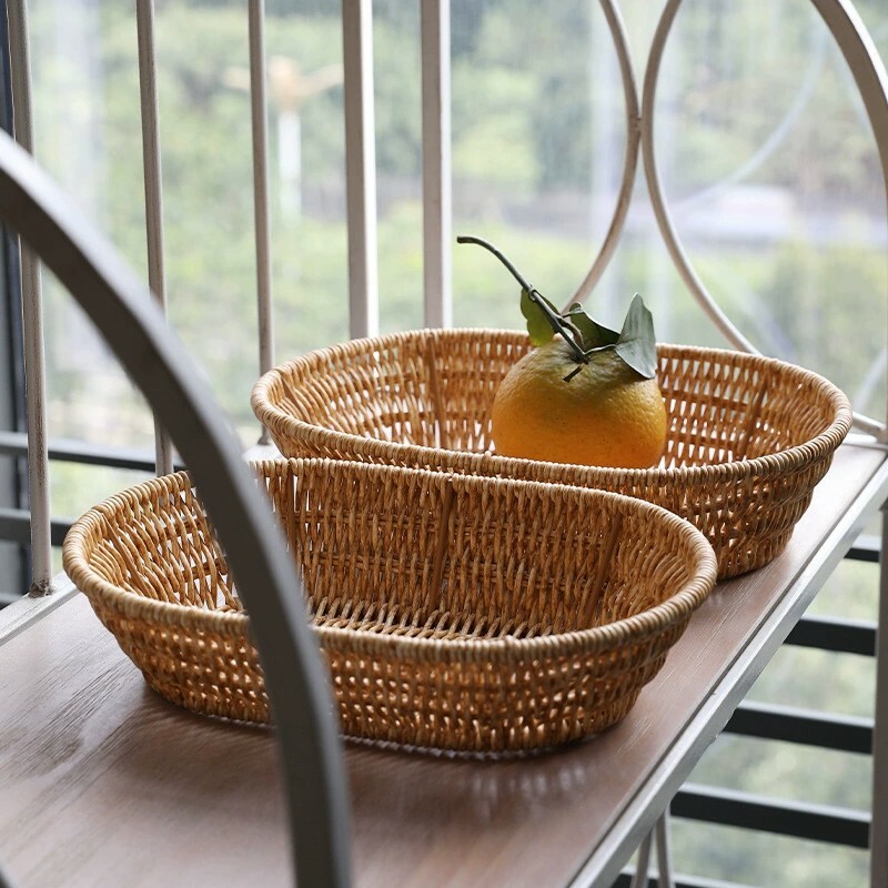 《5685》仿藤編椭圓形收納籃