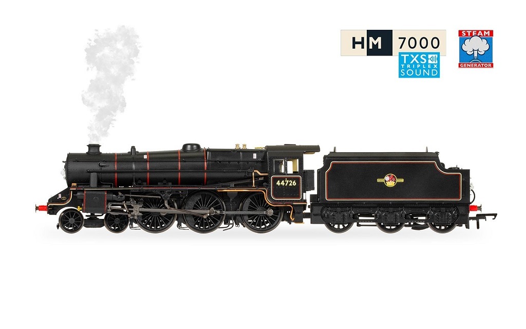 Hornby R30225SS OO規 BR, Stanier 5MT 'Black 5' 數位音效冒煙蒸汽車 加水冒煙