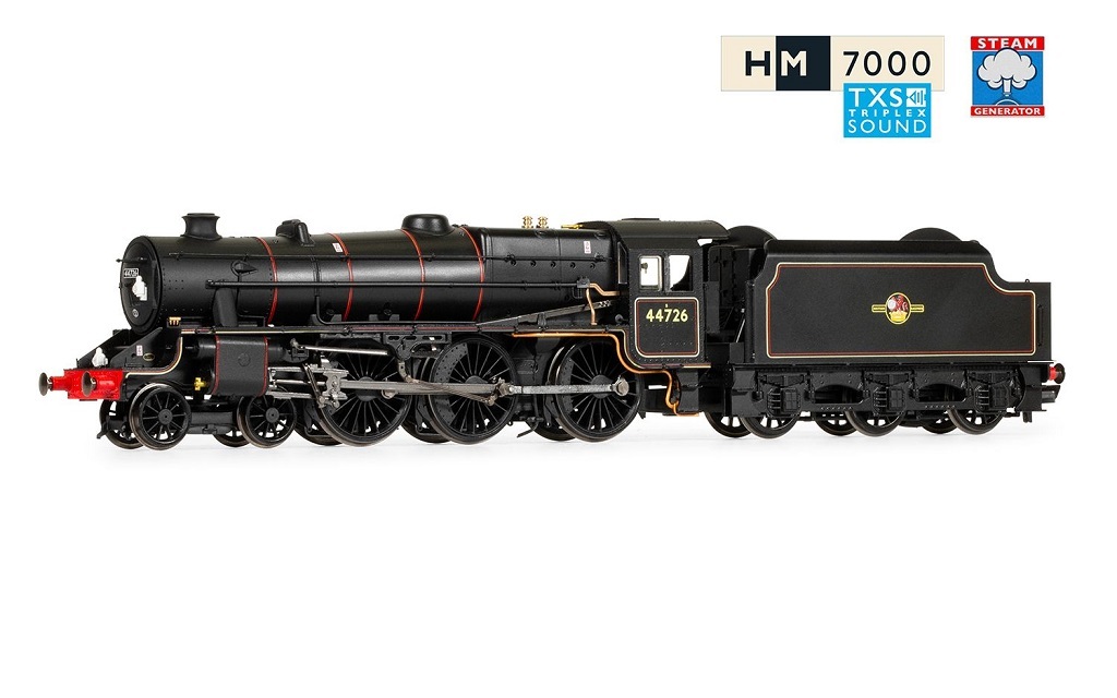 Hornby R30225SS OO規 BR, Stanier 5MT 'Black 5' 數位音效冒煙蒸汽車 加水冒煙