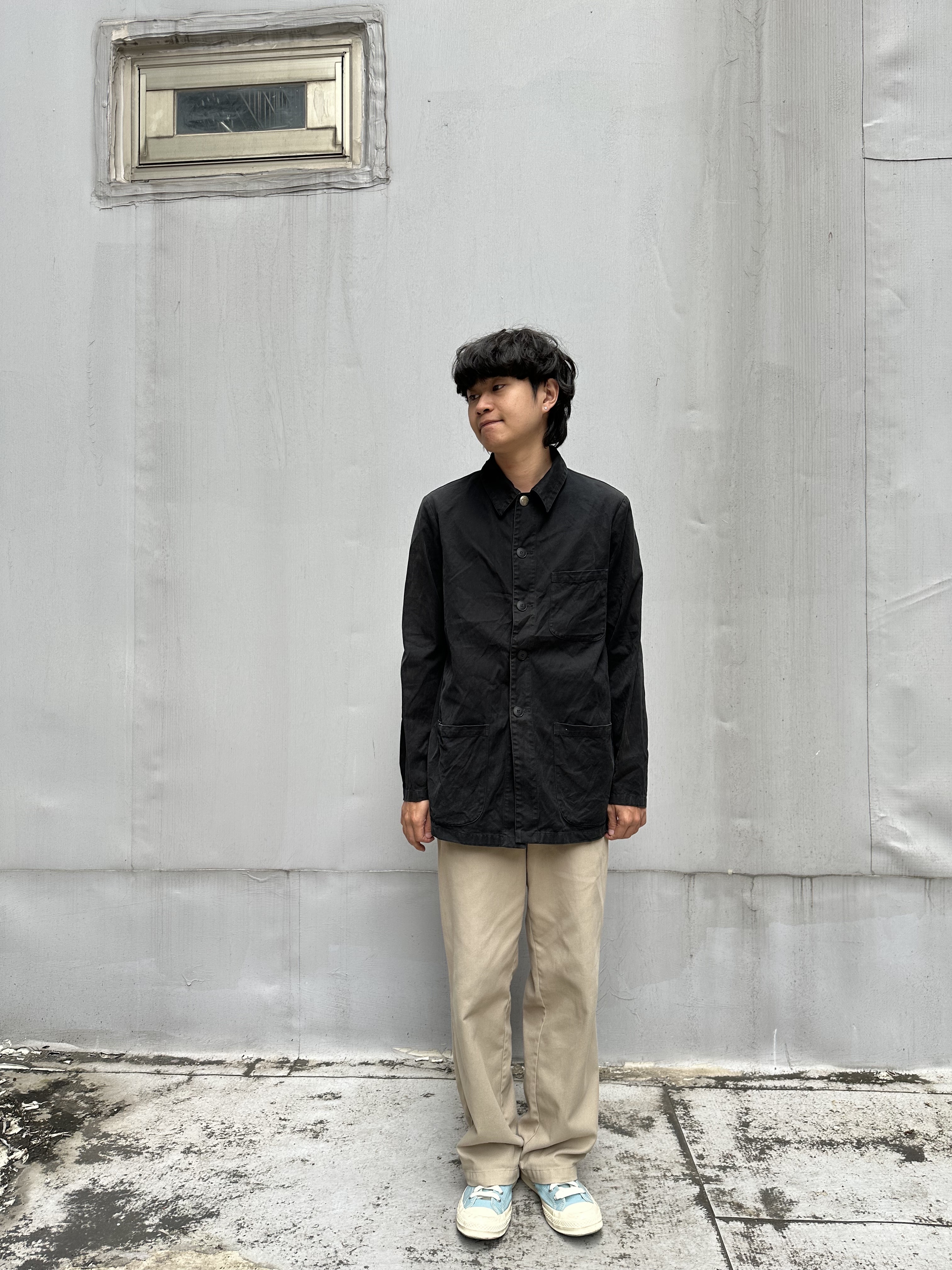 90s agnès b Black Work Jacket Made in France