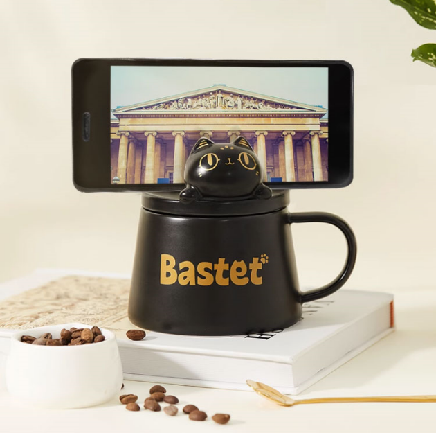 大英博物館｜安德森貓和她的朋友們系列｜巴斯特萌貓手機支架陶瓷馬克杯