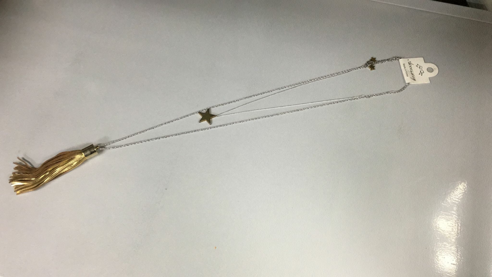 韓國製星星孖鏈,有鏈尾可調較,一套兩條,一長一短 （清貨價貨品，不設退換）(AT 404)