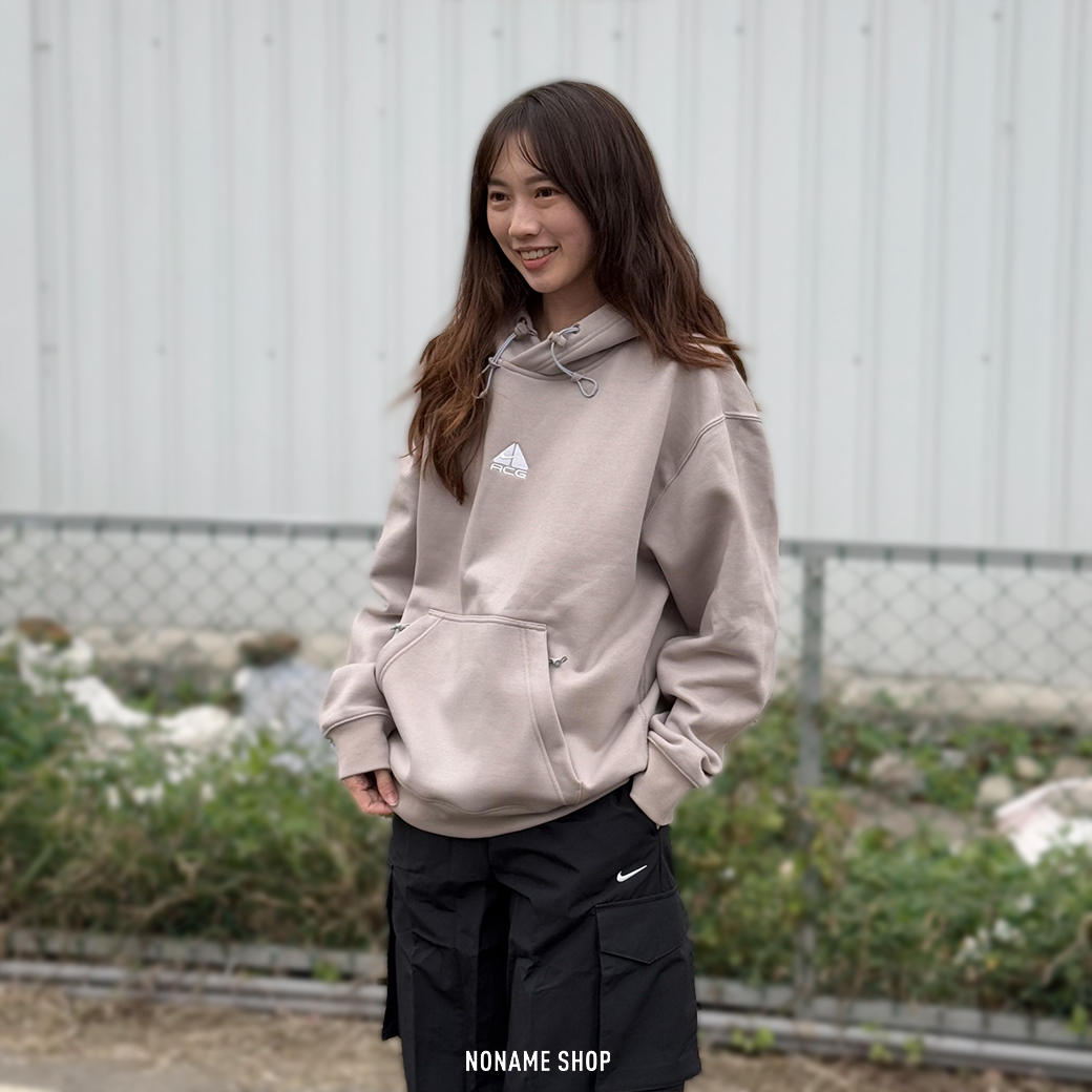 NIKE ACG THERMA-FIT 厚磅 刺繡 抽繩 刷毛 帽TEE 米灰色 (男款)