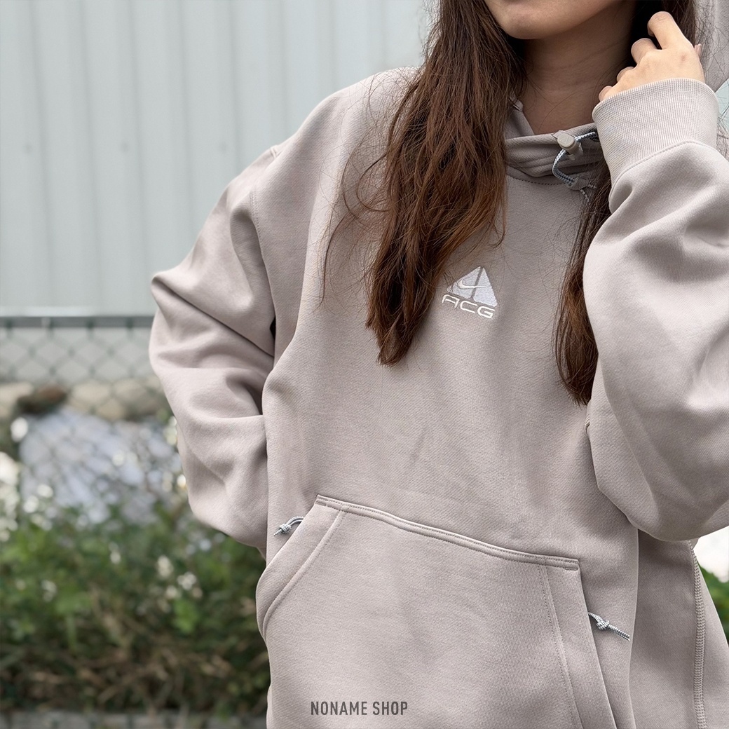 NIKE ACG THERMA-FIT 厚磅 刺繡 抽繩 刷毛 帽TEE 米灰色 (男款)