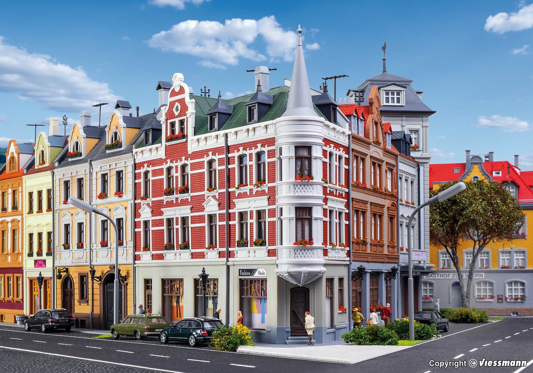 Kibri 38294 HO規 轉角露臺房屋.套件