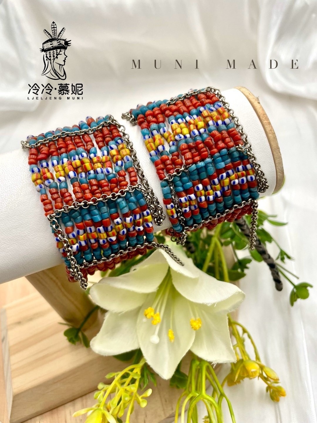 Muni-No.13貿易古珠10排手鍊15cm