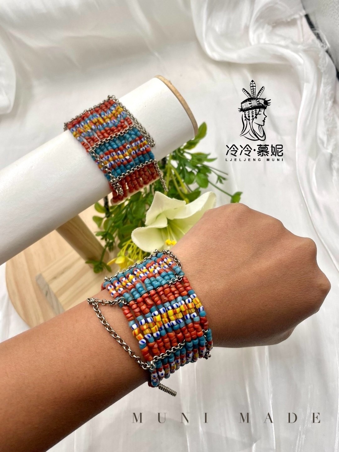 Muni-No.13貿易古珠10排手鍊15cm