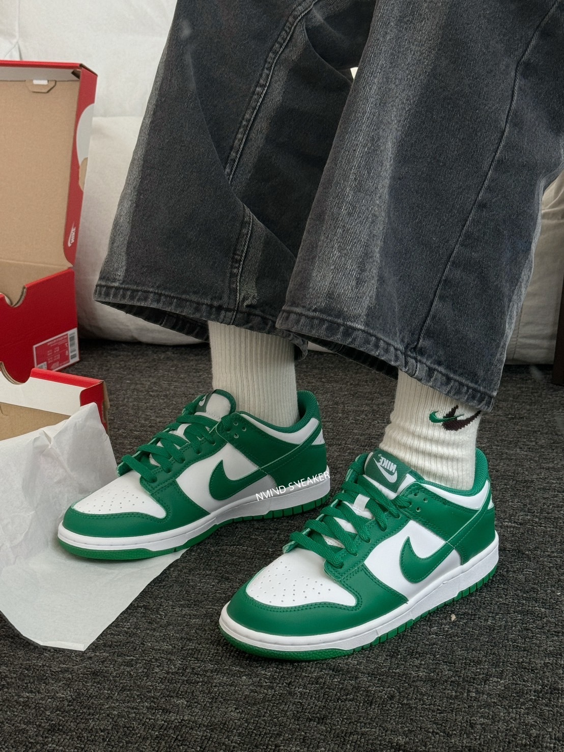 NIKE DUNK LOW 白綠 大童鞋 (FB9109-114)