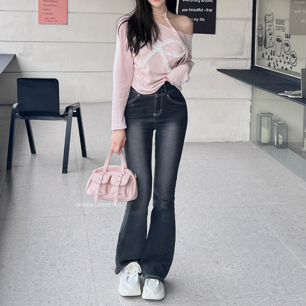 【店長推薦】DOMISS碳黑喇叭牛仔褲-2色 喇叭褲 (現貨)