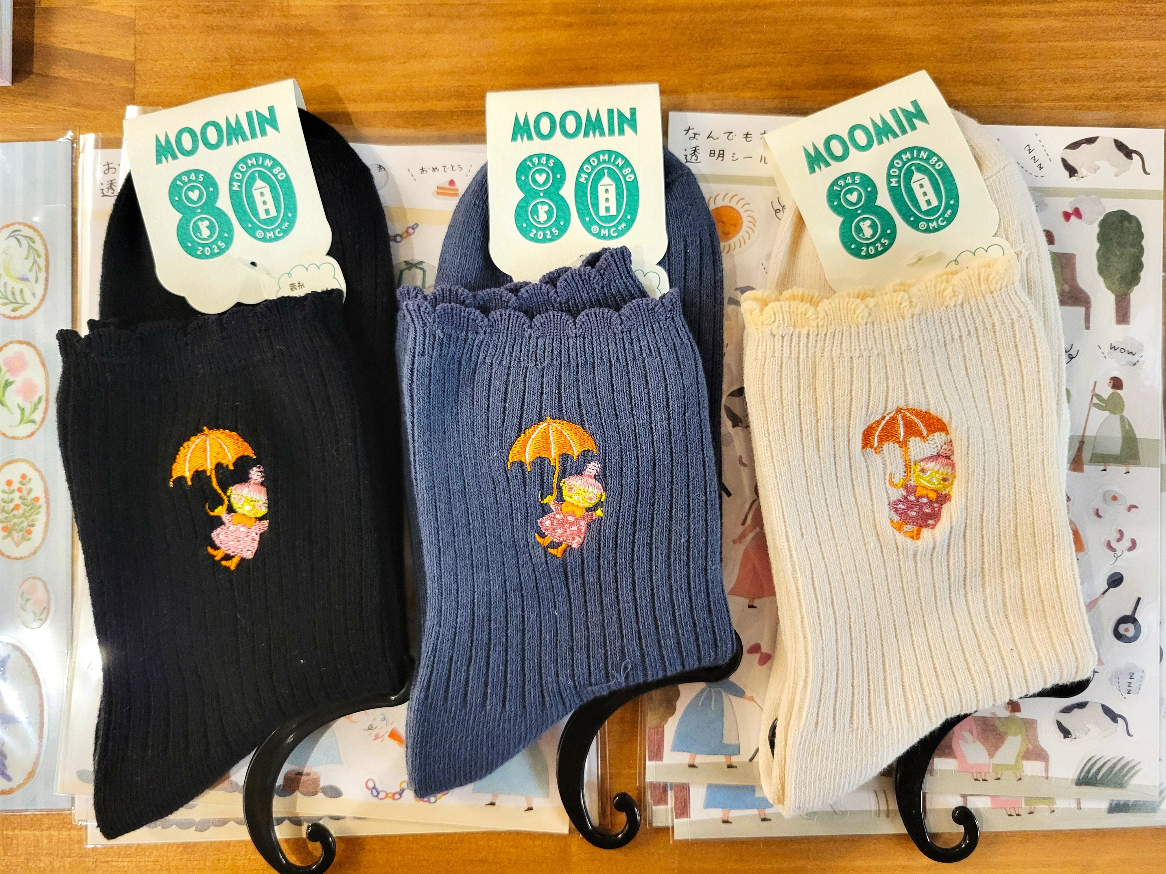日本限定 moomin 姆明 80周年 短襪 刺繡 小美