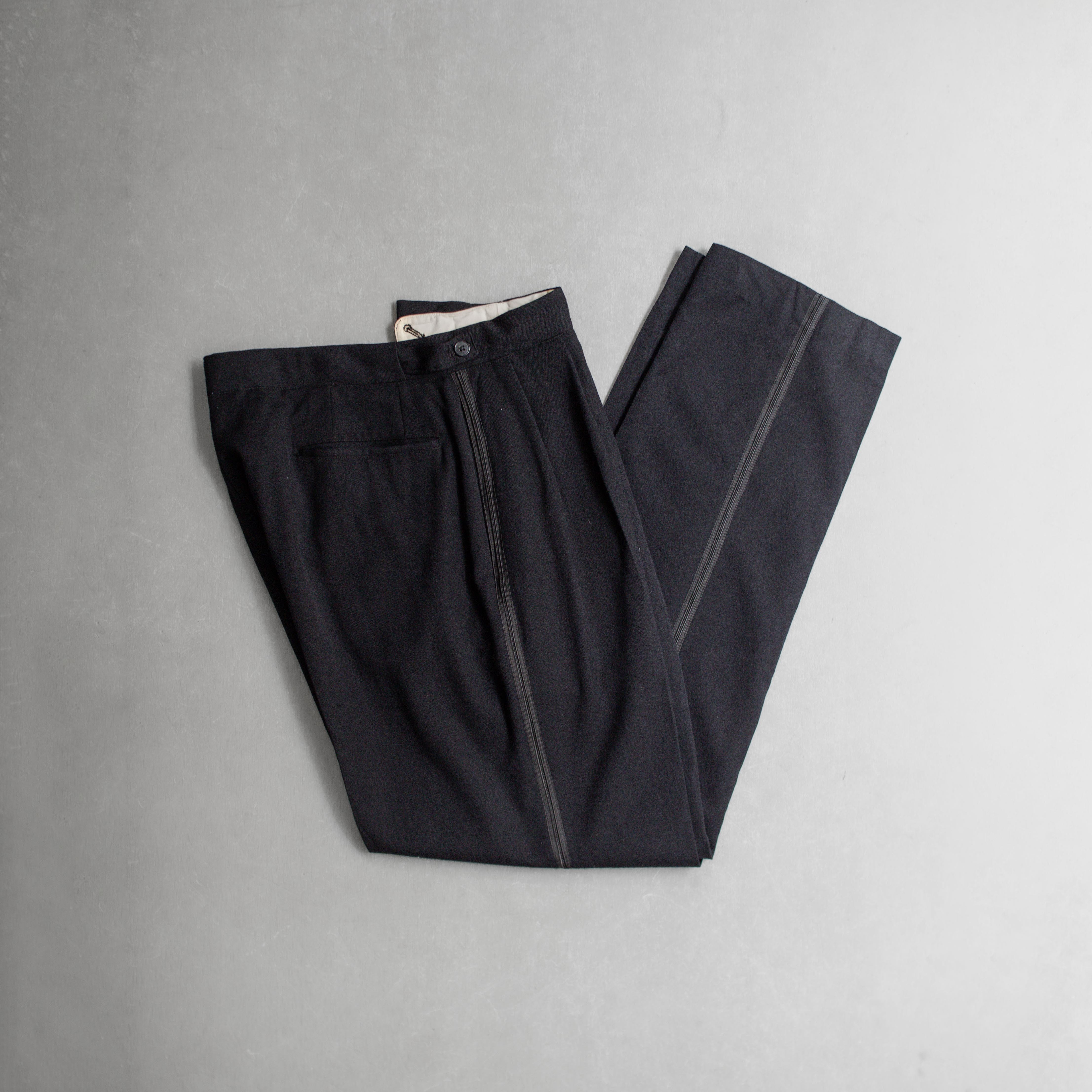 40-60S TUXEDO DRESS PANTS 美國 黑色 滾邊 晚宴 長褲 西裝褲 D