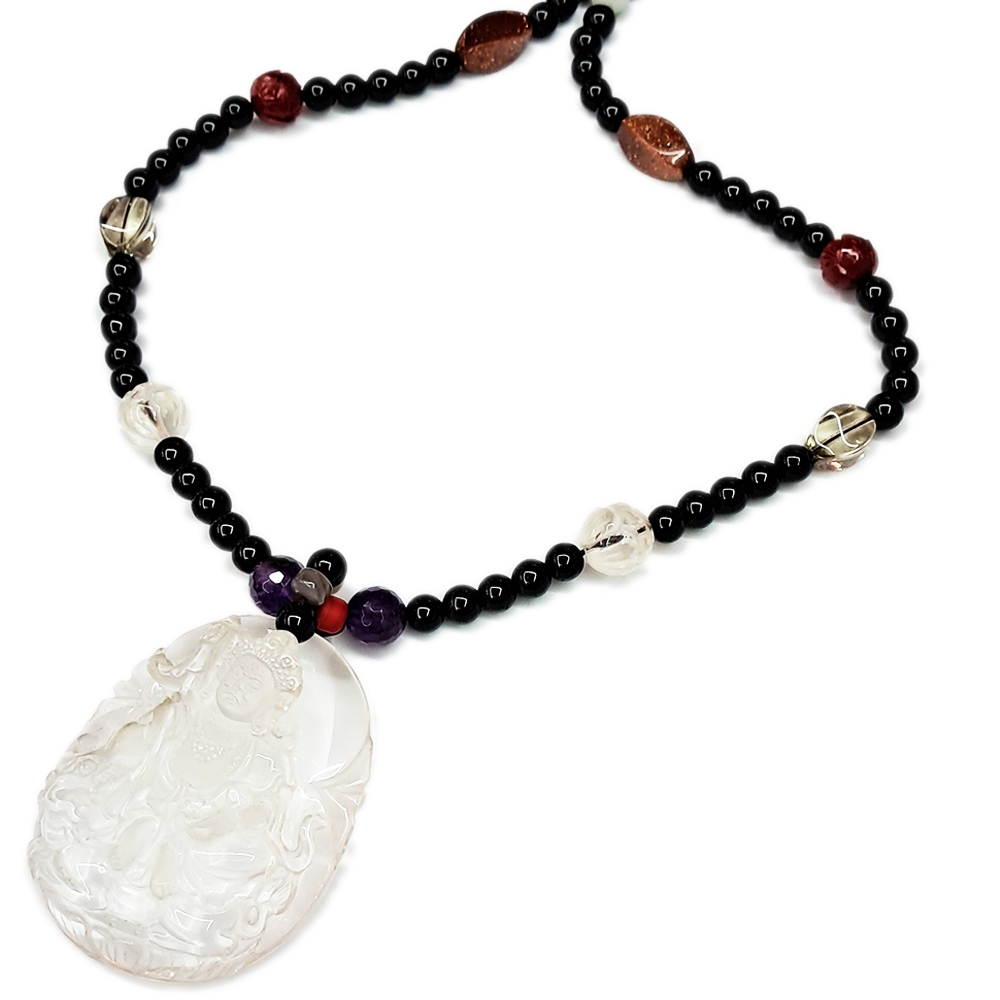 財寶天王{水晶精雕}黑玉髓項鍊【十方】142134