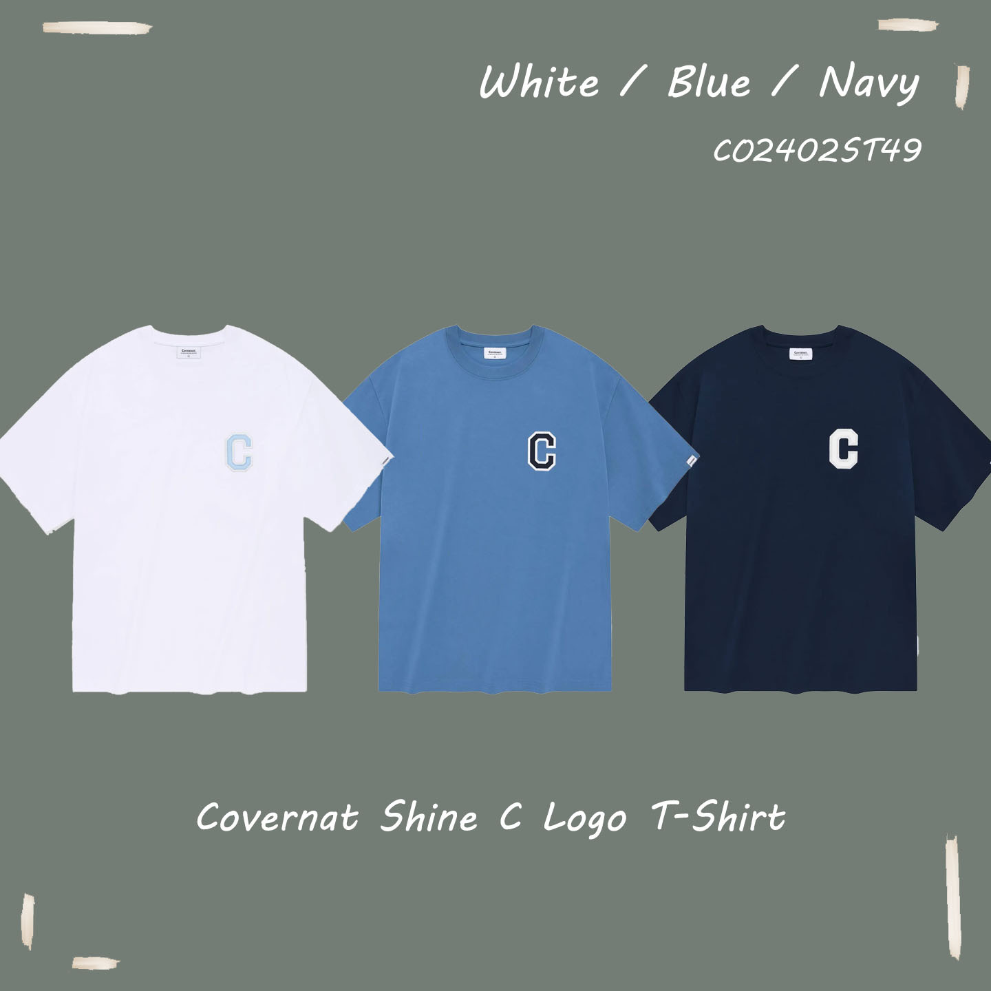 【預購】Covernat 新款 大C 經典 透氣 短袖 上衣 不分男女 深藍 藍色 白色 CO2402ST49