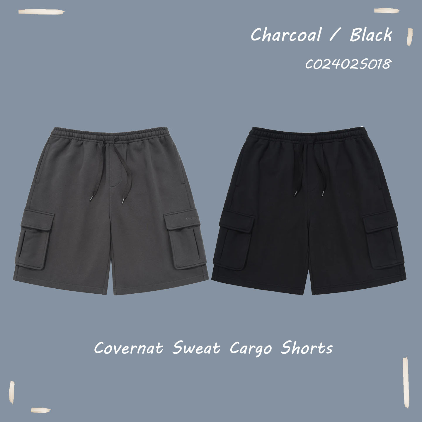 【預購】Covernat 工裝 休閒 彈性 短褲 春夏 不分男女 黑色 炭灰 CO2402SO18