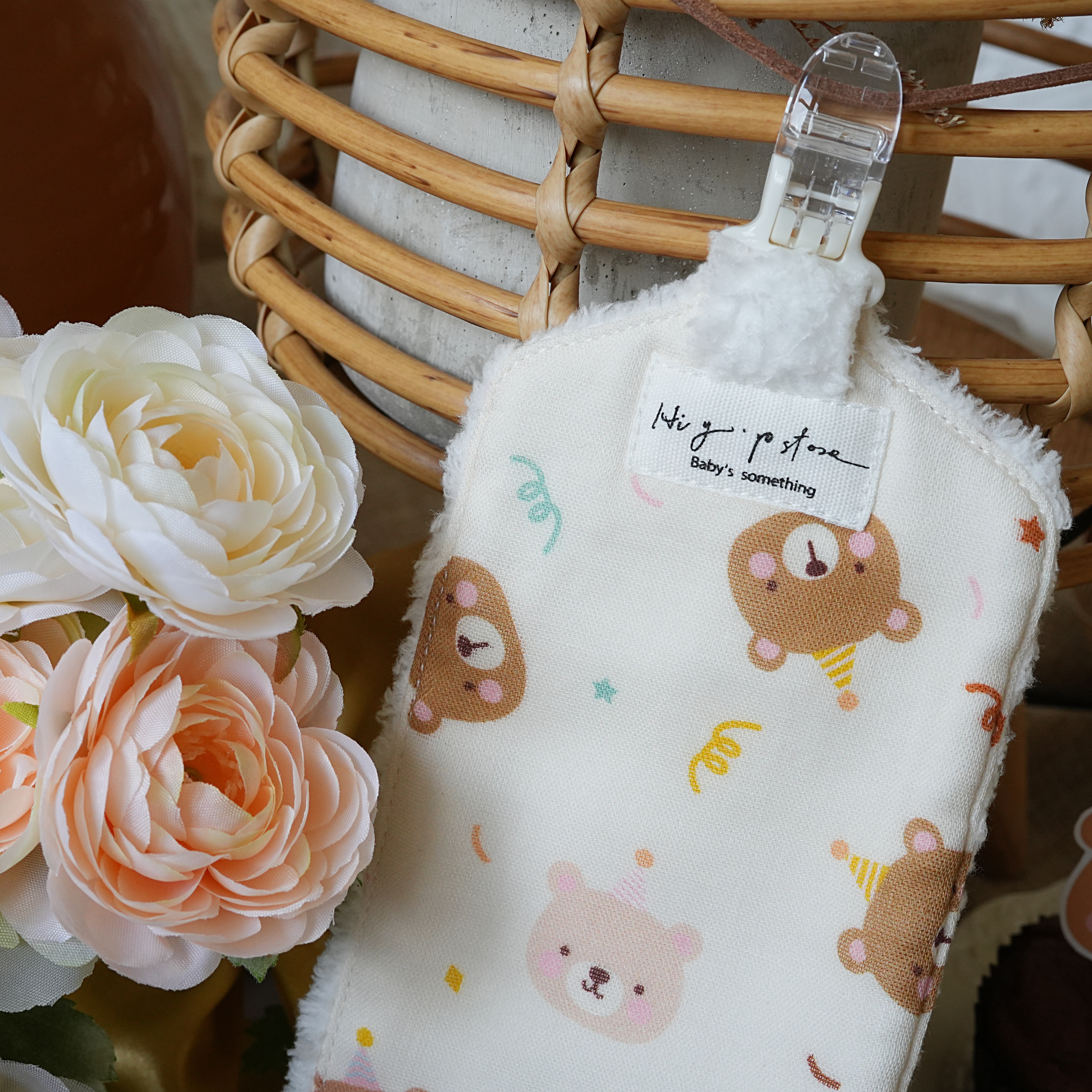 Hi Y.P store-手作手帕夾-獨家設計款-派對小熊