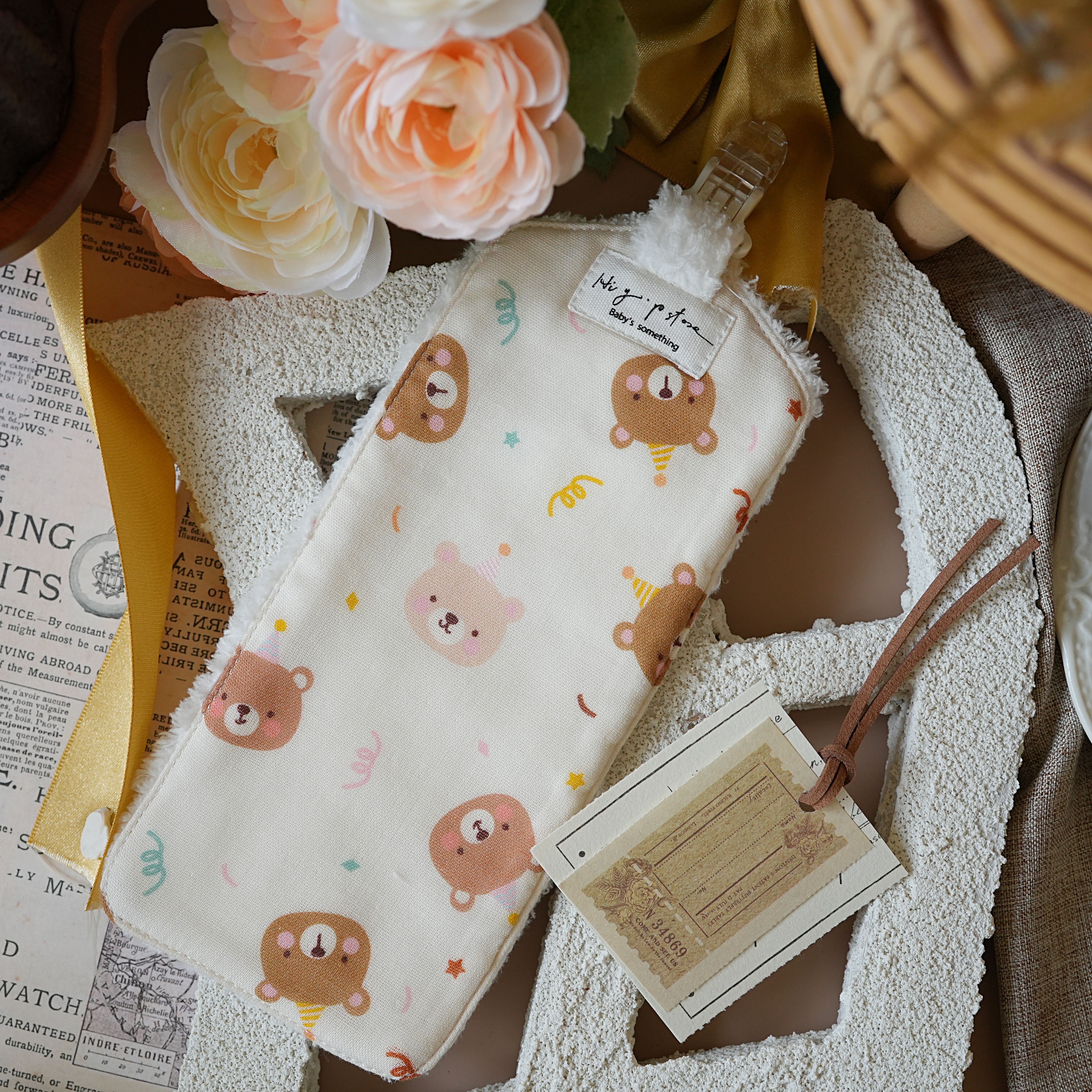 Hi Y.P store-手作手帕夾-獨家設計款-派對小熊